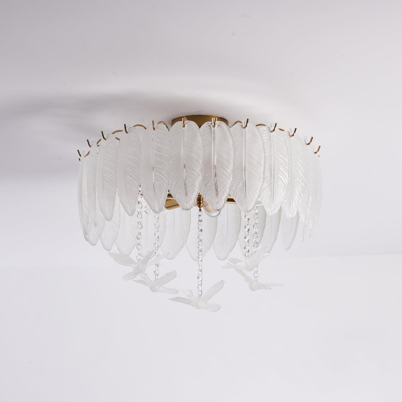 Glass Feather Ceiling Light - Cueteks