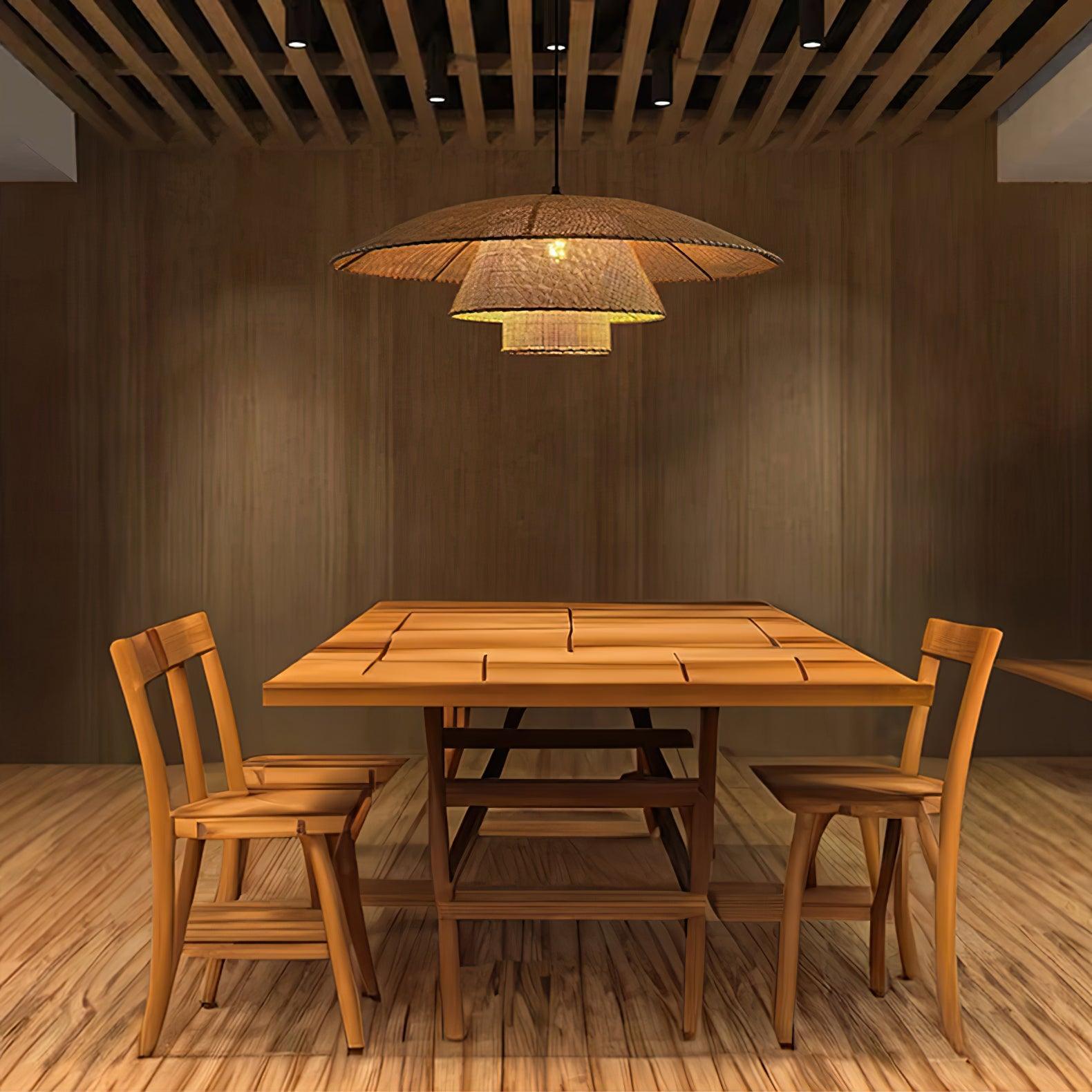Hat Weave Rattan Pendant Lamp - Cueteks