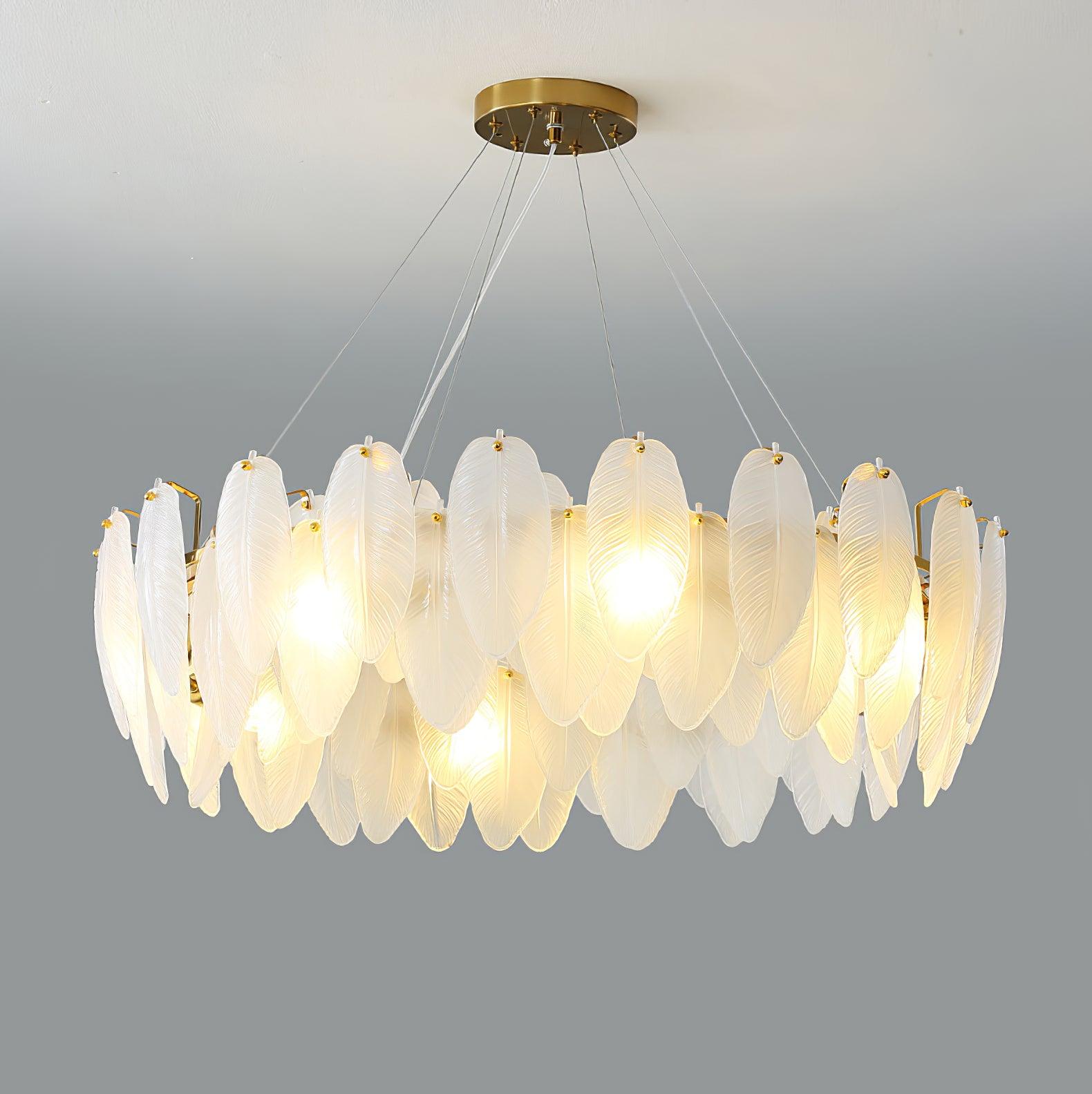 Glass Feather Chandelier - Cueteks