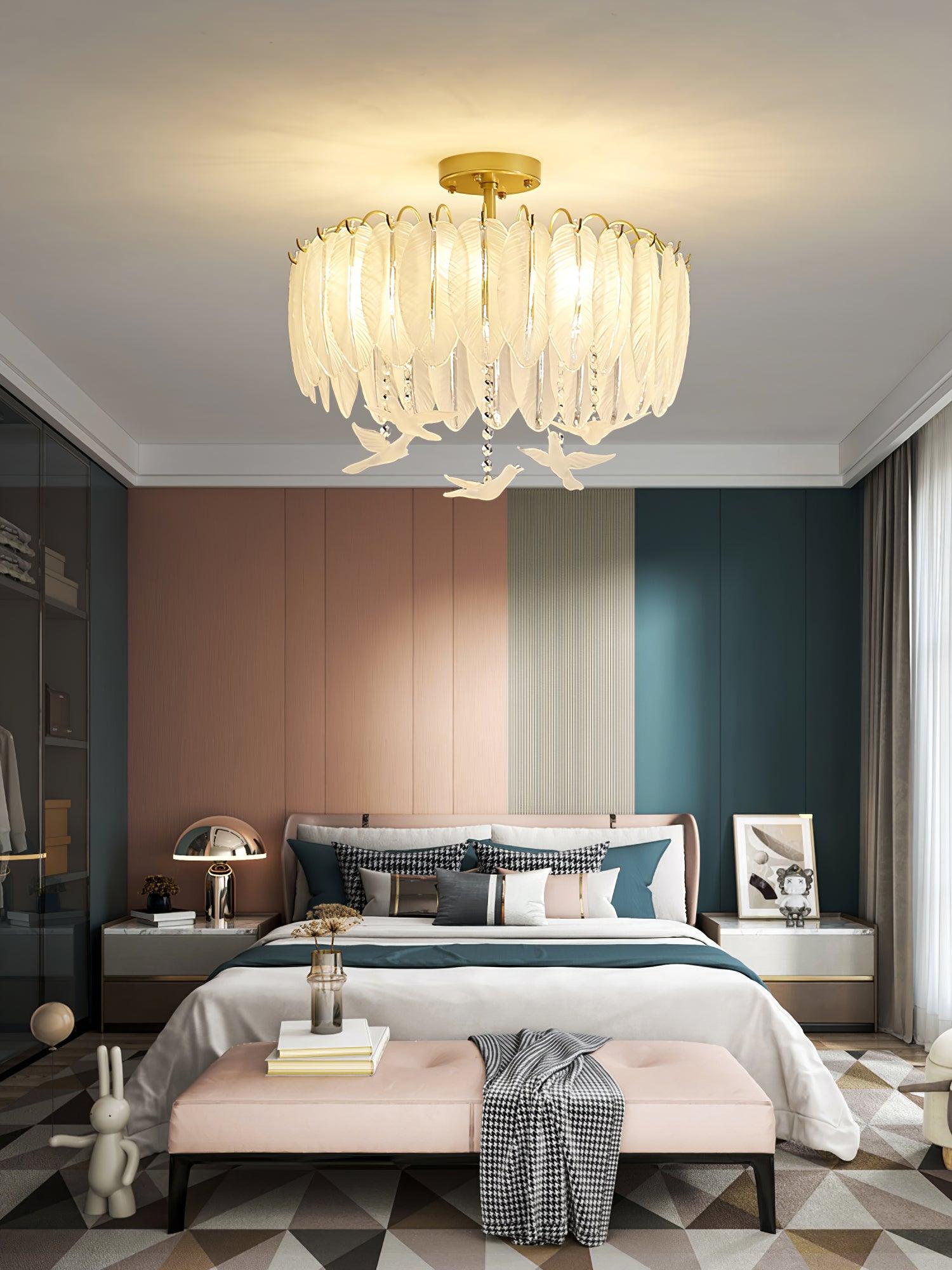 Glass Feather Ceiling Light - Cueteks