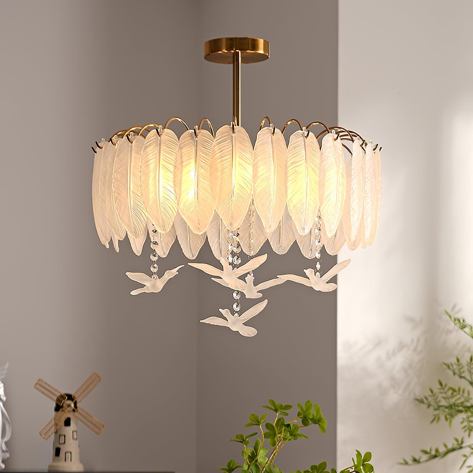 Glass Feather Ceiling Light - Cueteks
