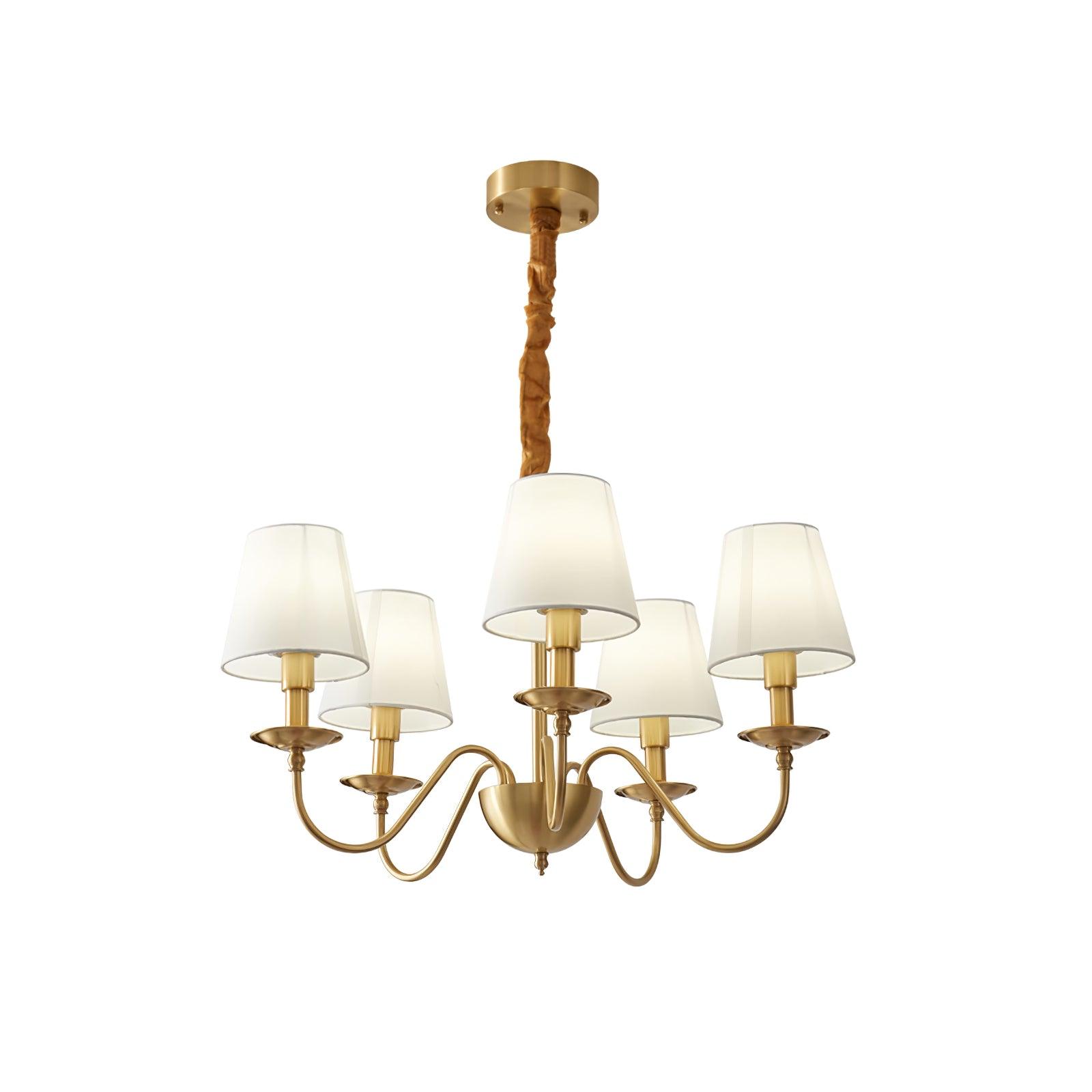 Tapered Fabric Brass Chandelier - Cueteks