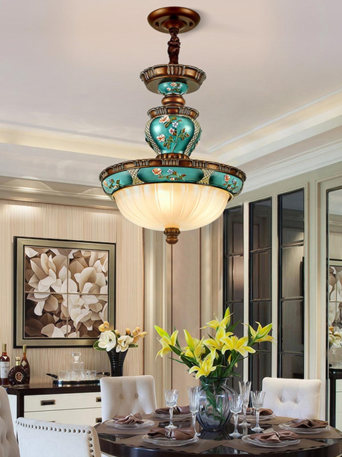 Retro Floral Resin Recessed Ceiling Light - Cueteks