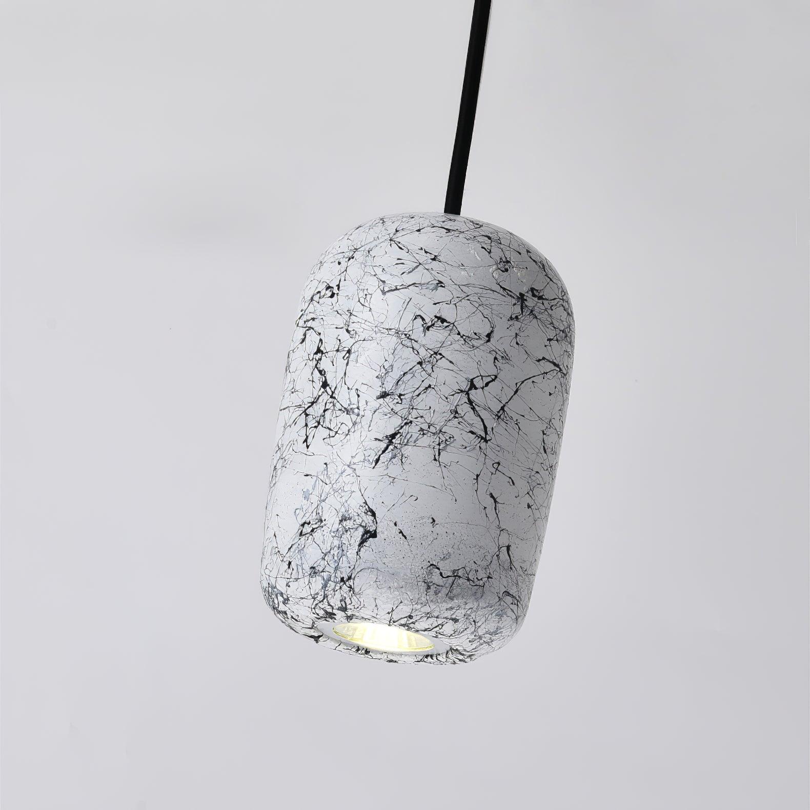Angled White patterned cement cylinder shade