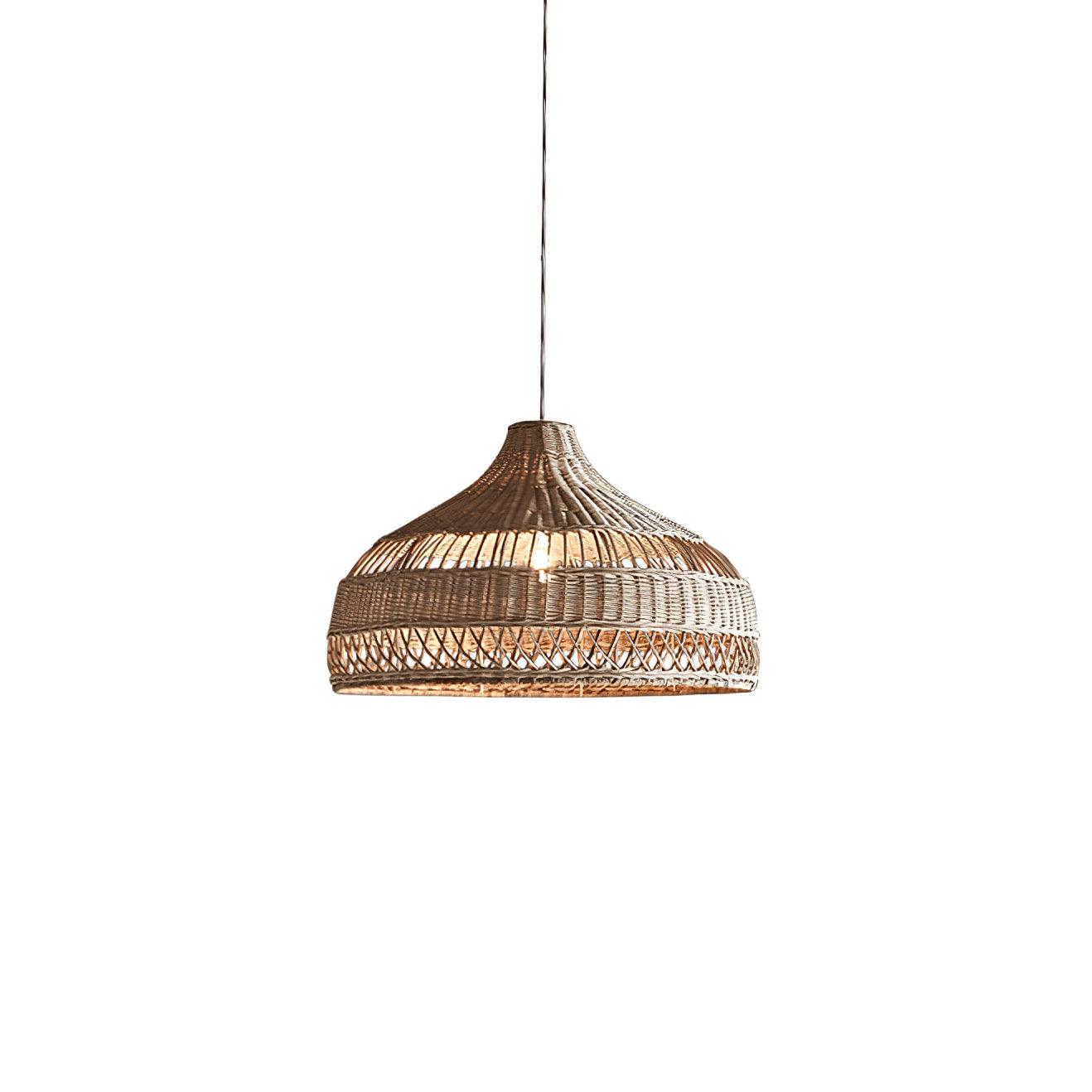 Artisanal Rattan Dome Pendant Lamp - Cueteks