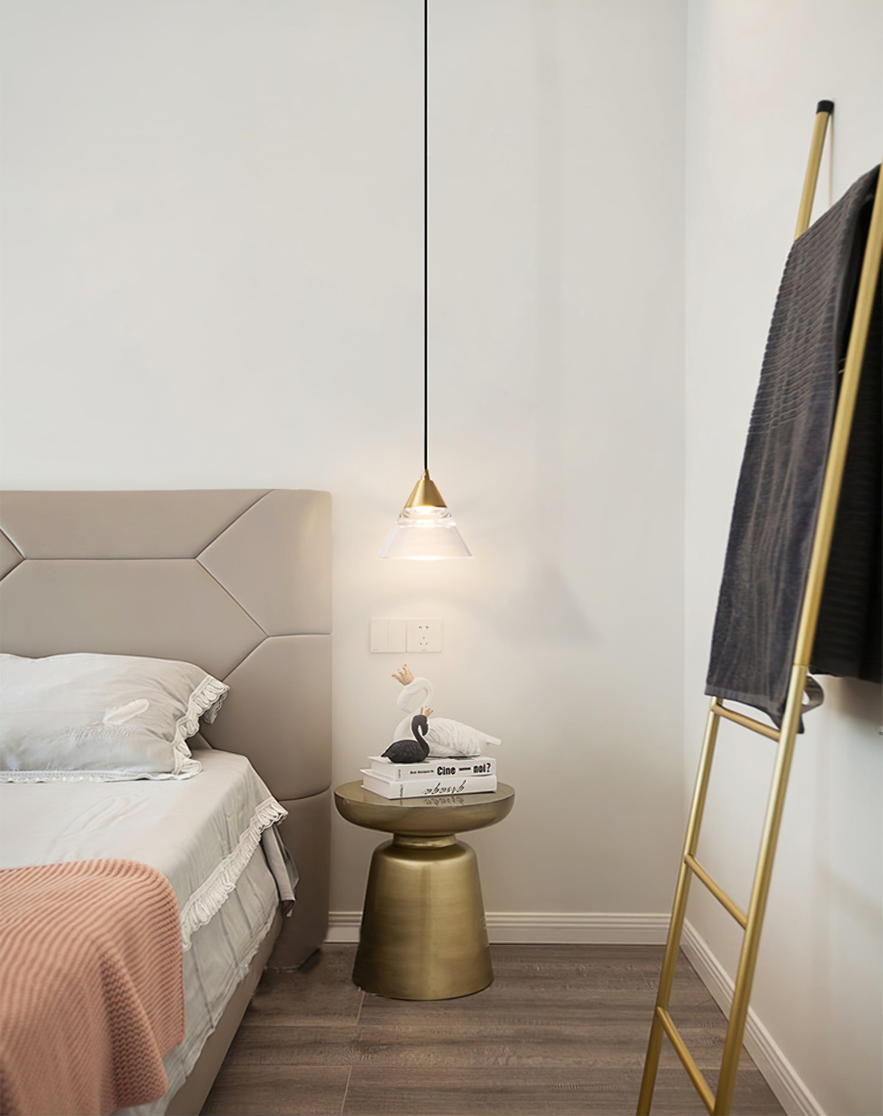 Kabru Mini LED pendant light with clear acrylic cone shades