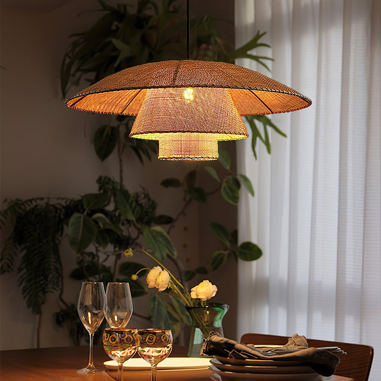 Hat Weave Rattan Pendant Lamp - Cueteks