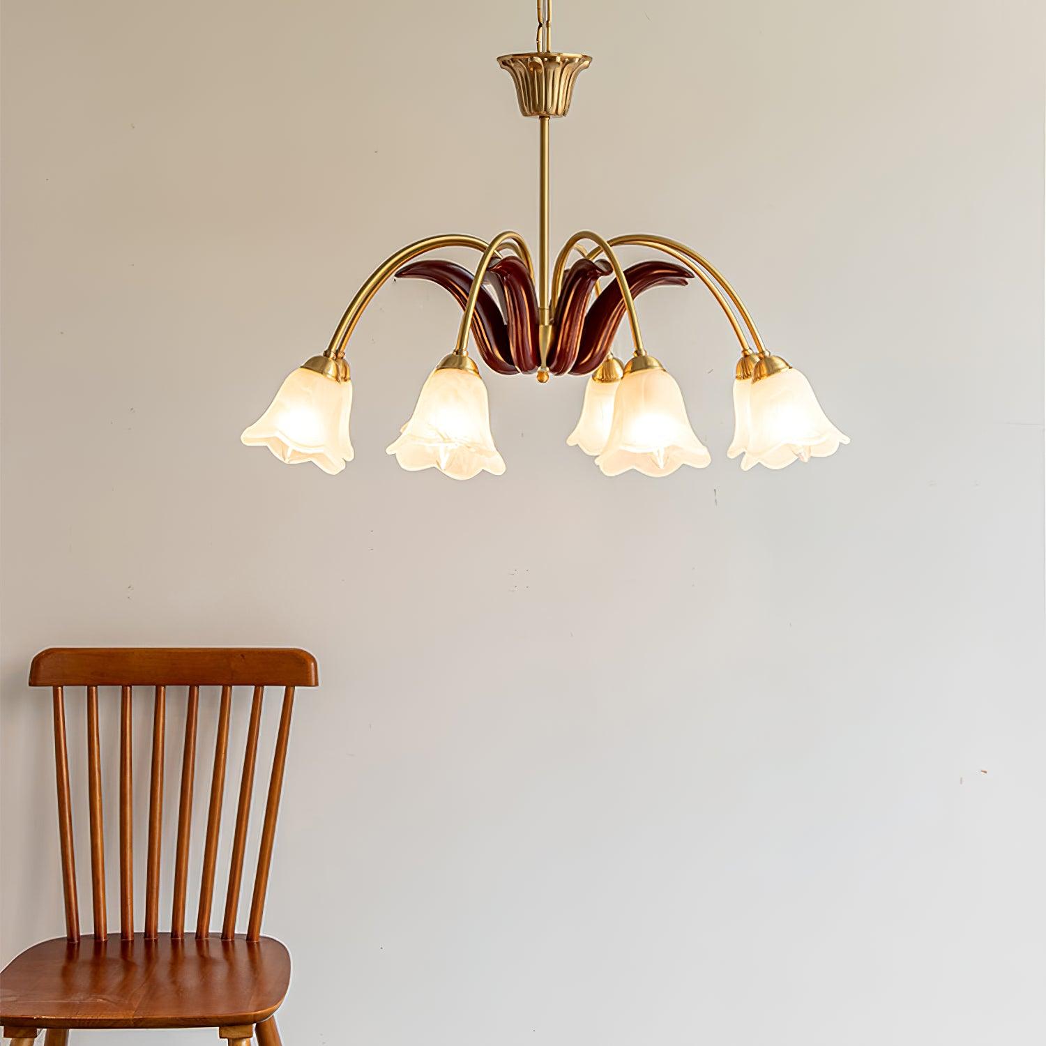 Brass Pastoral Flower Chandelier - Cueteks
