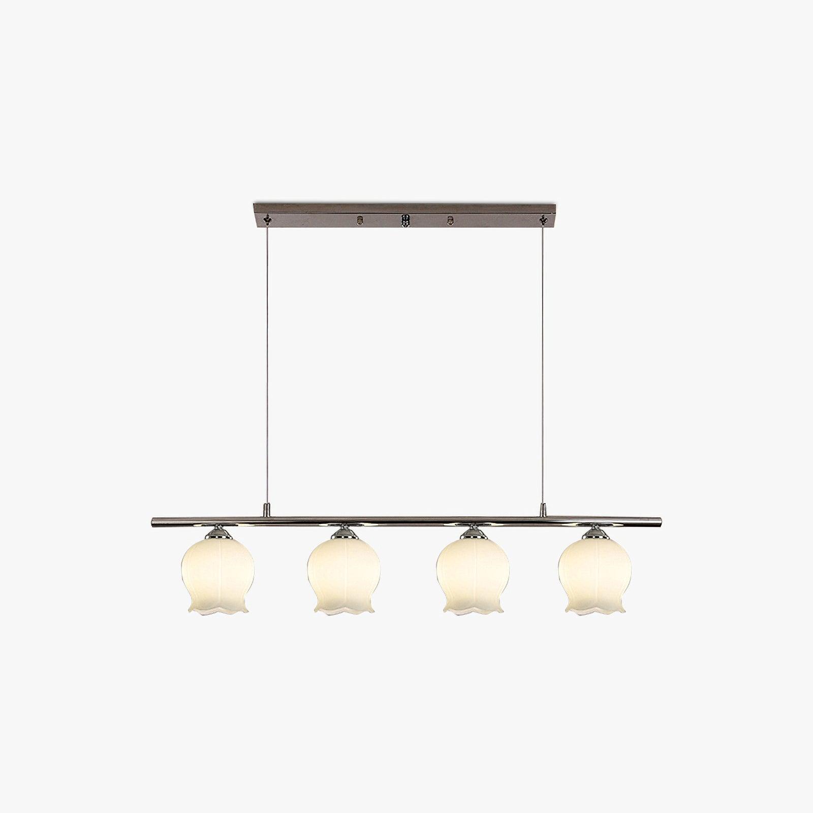Four-head Floral Glass pendant with rectangular ceiling canopy