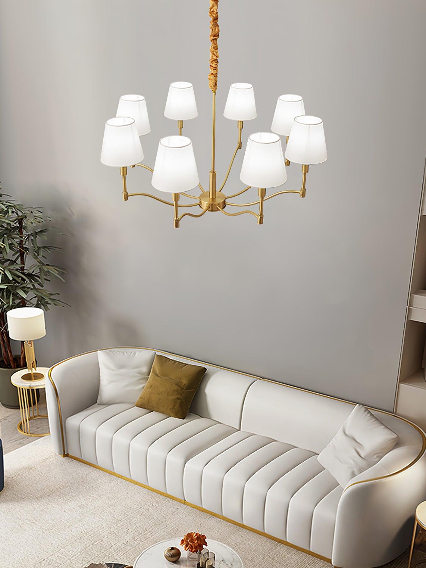 Tapered Fabric Brass Chandelier - Cueteks