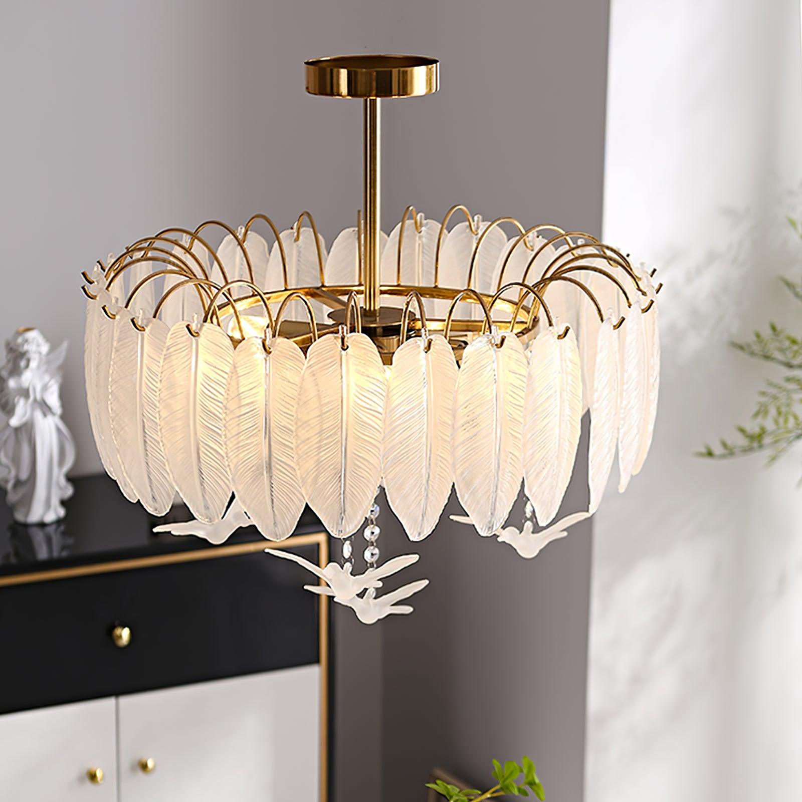 Glass Feather Ceiling Light - Cueteks