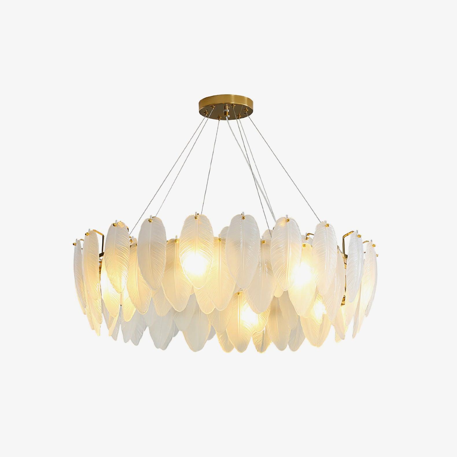 Glass Feather Chandelier - Cueteks