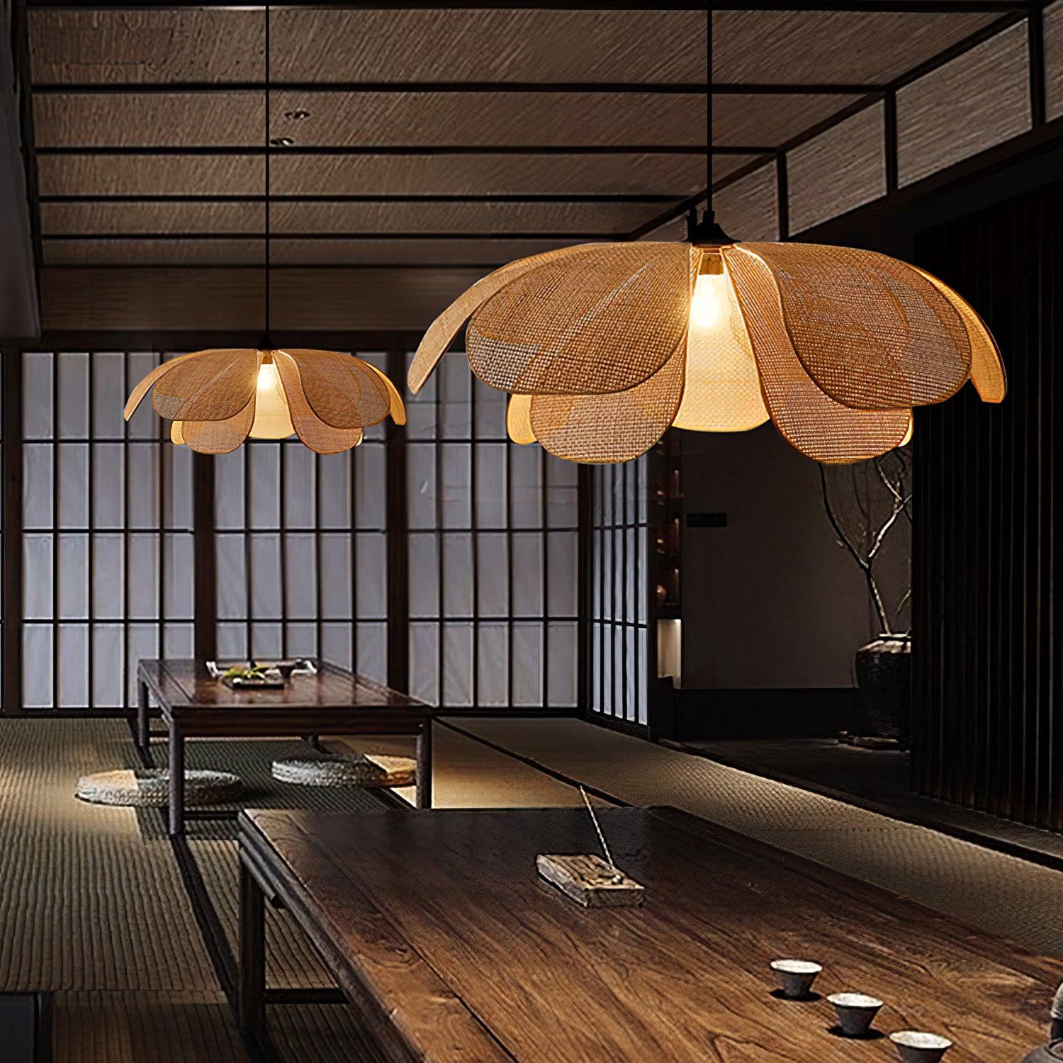 Rattan Petal Pendant Lamp - Cueteks