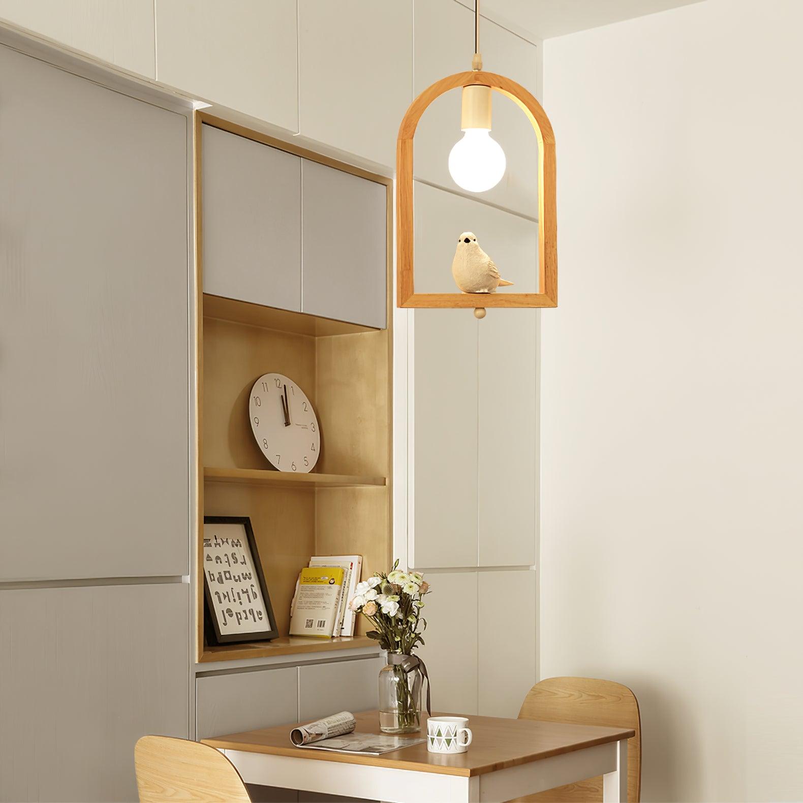 Wood Bird Resin Pendant Light - Cueteks