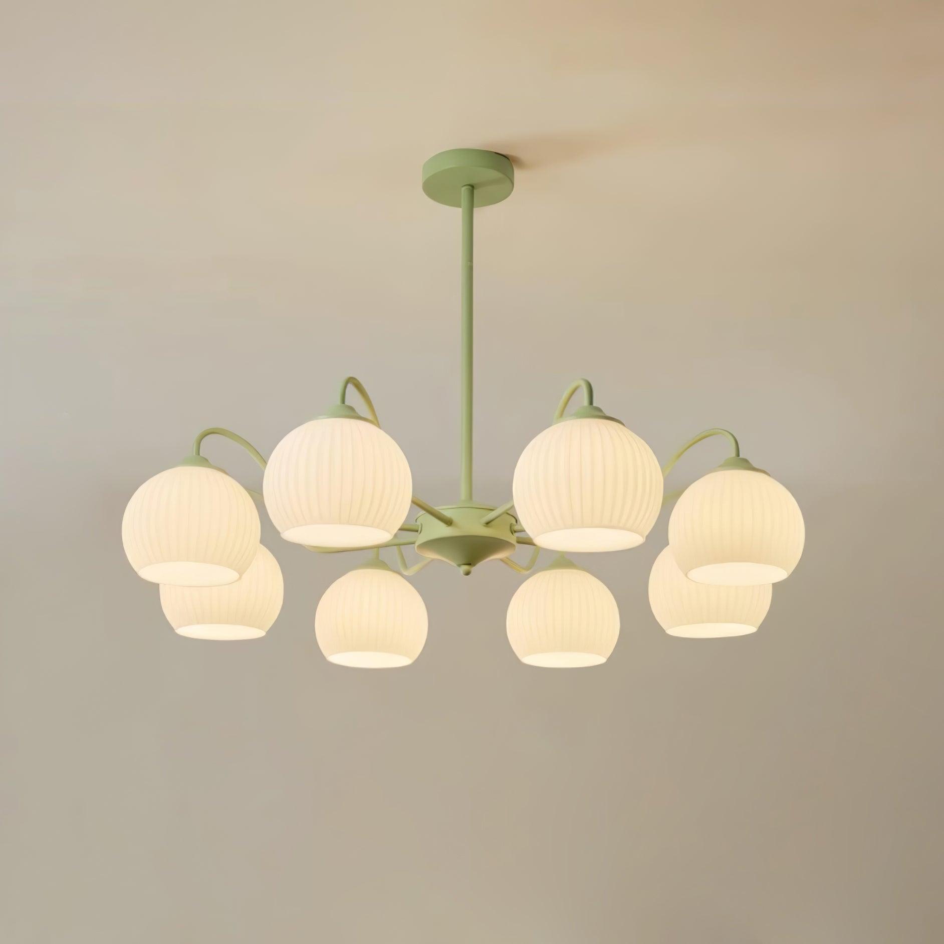 Ribbed Glass Matcha Chandelier - Cueteks