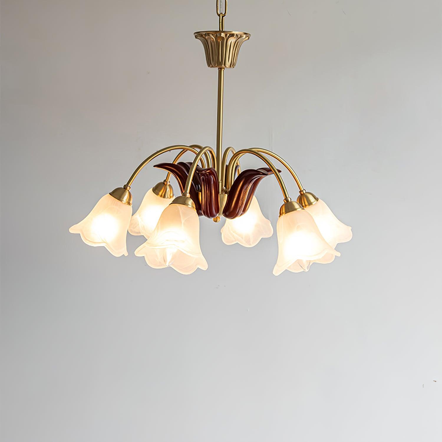 Brass Pastoral Flower Chandelier - Cueteks