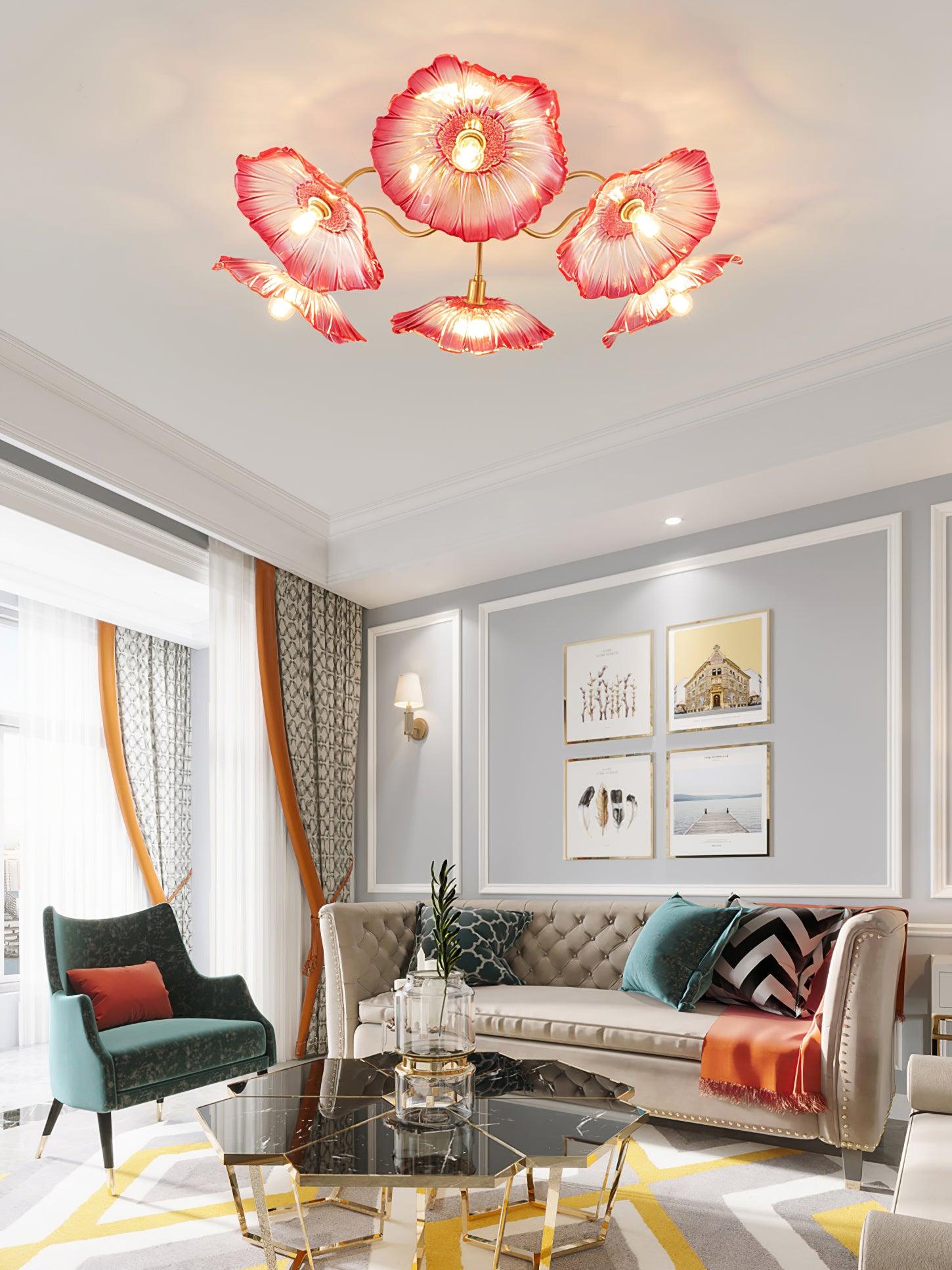 Lotus Leaf Glass Ceiling Lamp - Cueteks