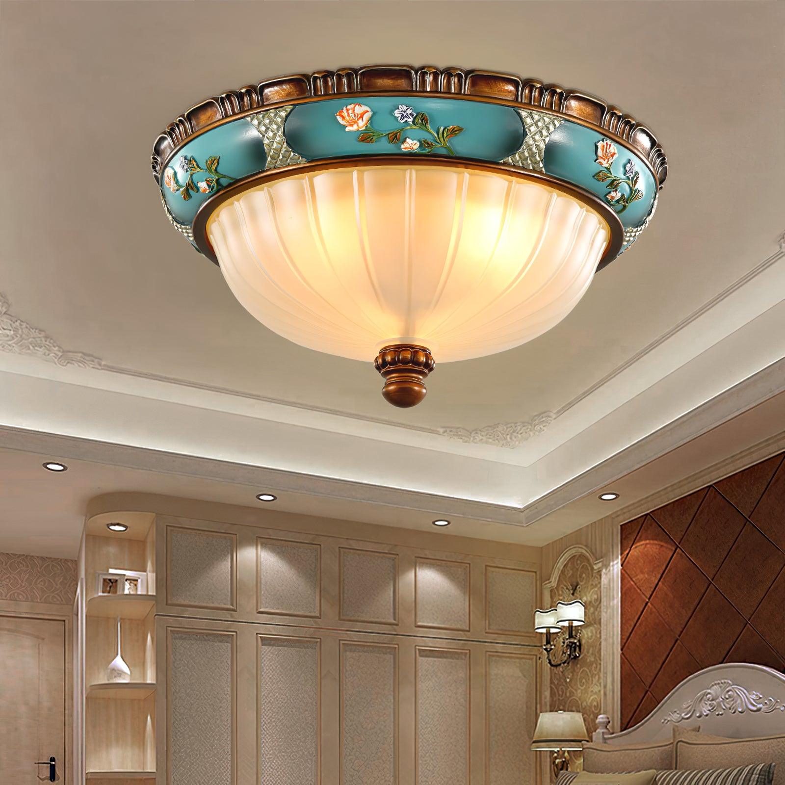 Retro Floral Resin Recessed Ceiling Light - Cueteks