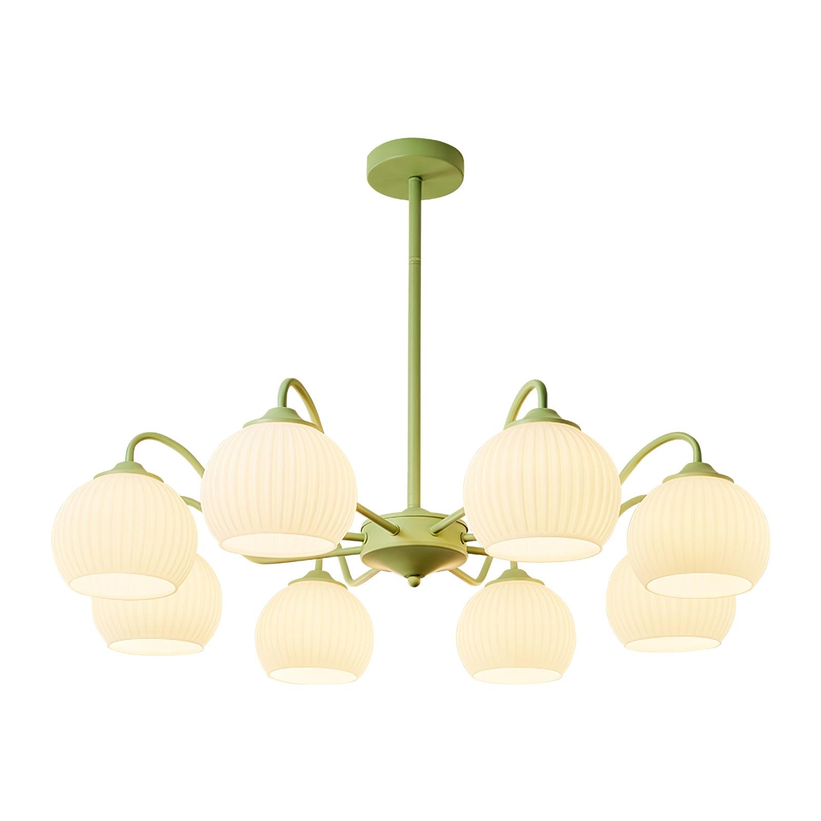 Ribbed Glass Matcha Chandelier - Cueteks