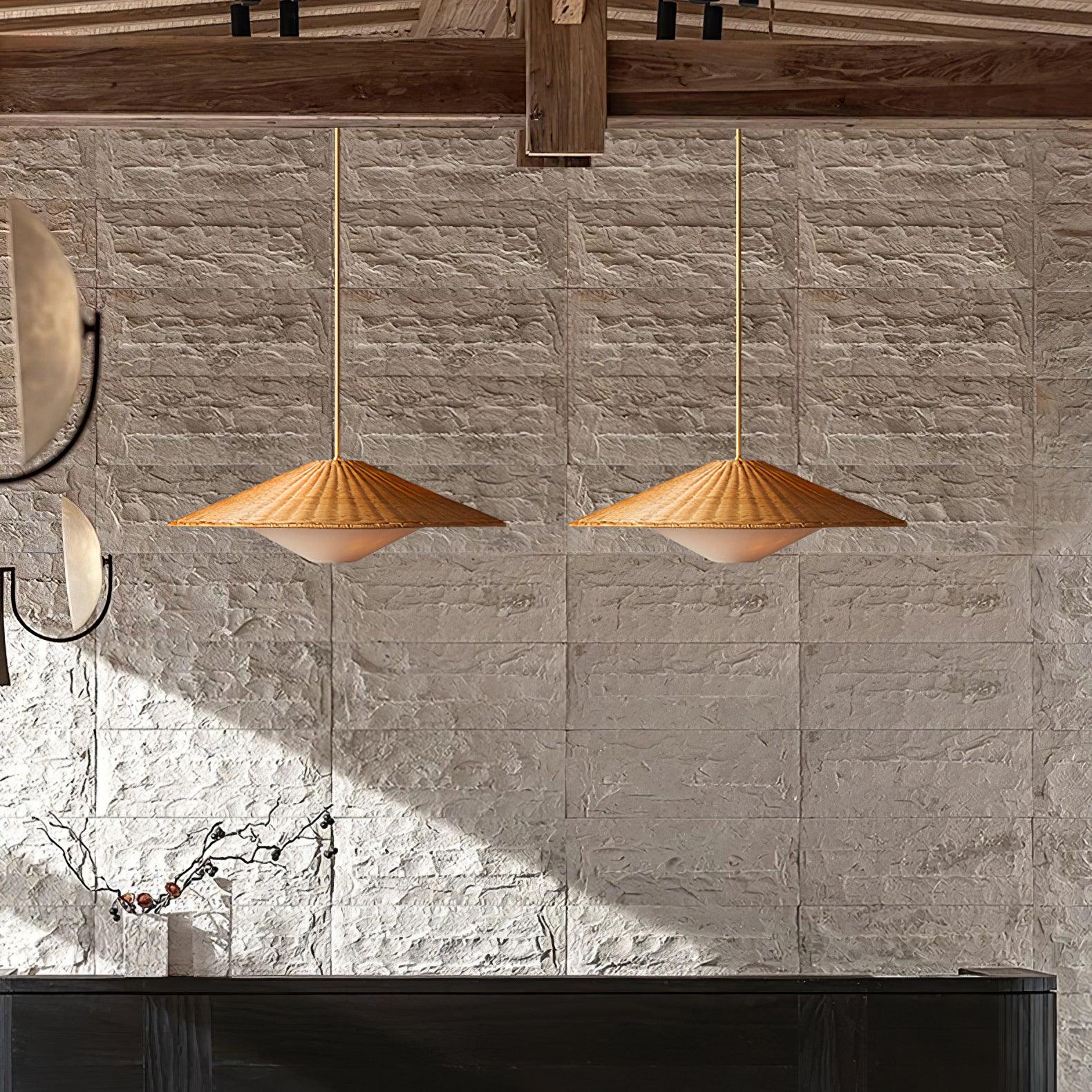 Rattan Hat Pendant Light - Cueteks