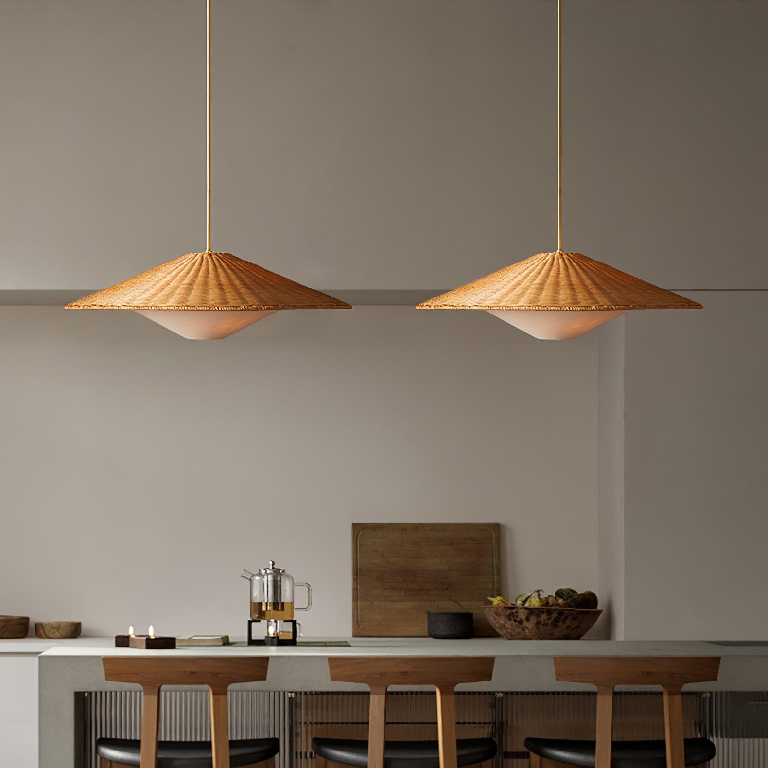 Rattan Hat Pendant Light - Cueteks