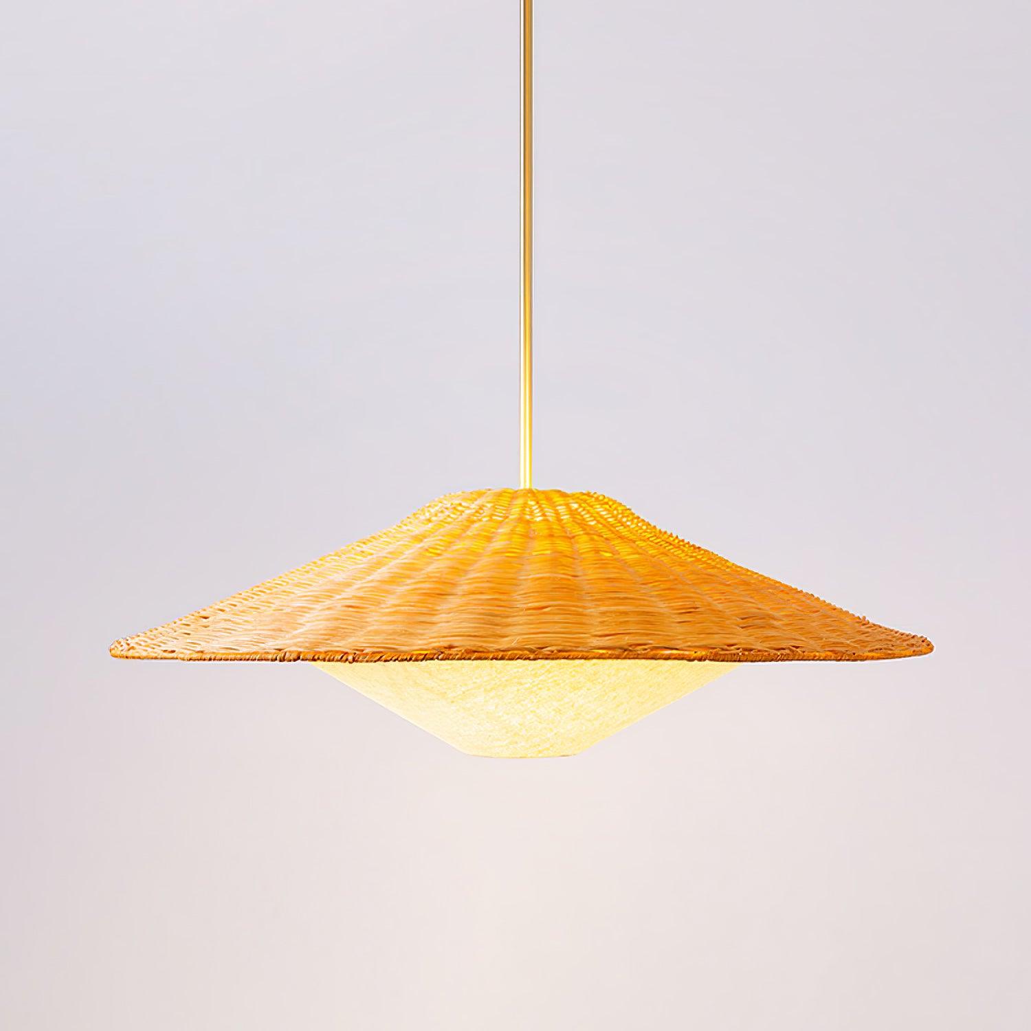 Rattan Hat Pendant Light - Cueteks