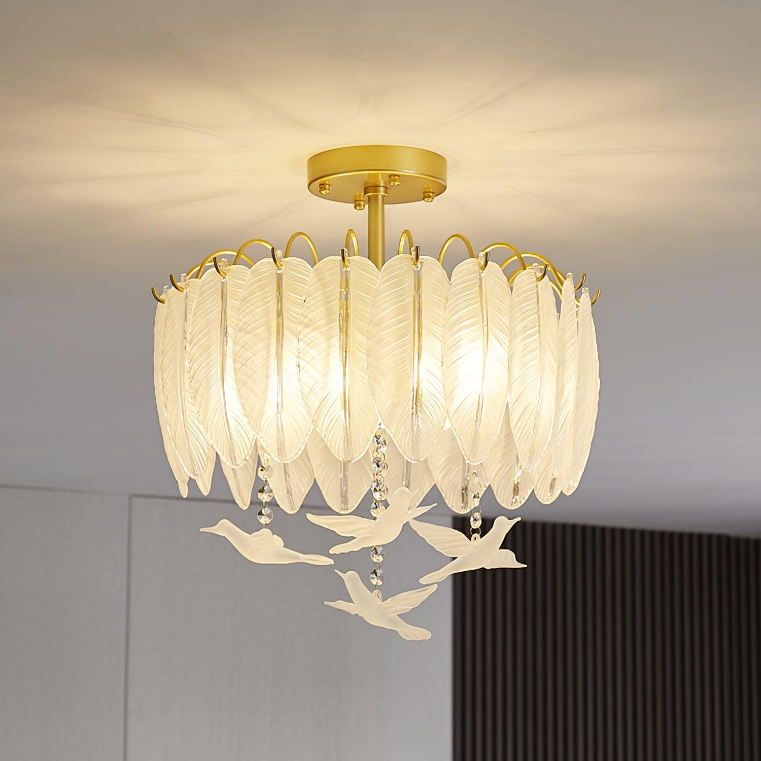Glass Feather Ceiling Light - Cueteks