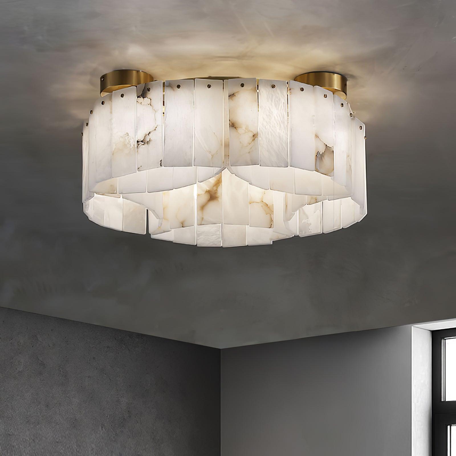 Luxe Alabaster Brass Ceiling Lamp - Cueteks