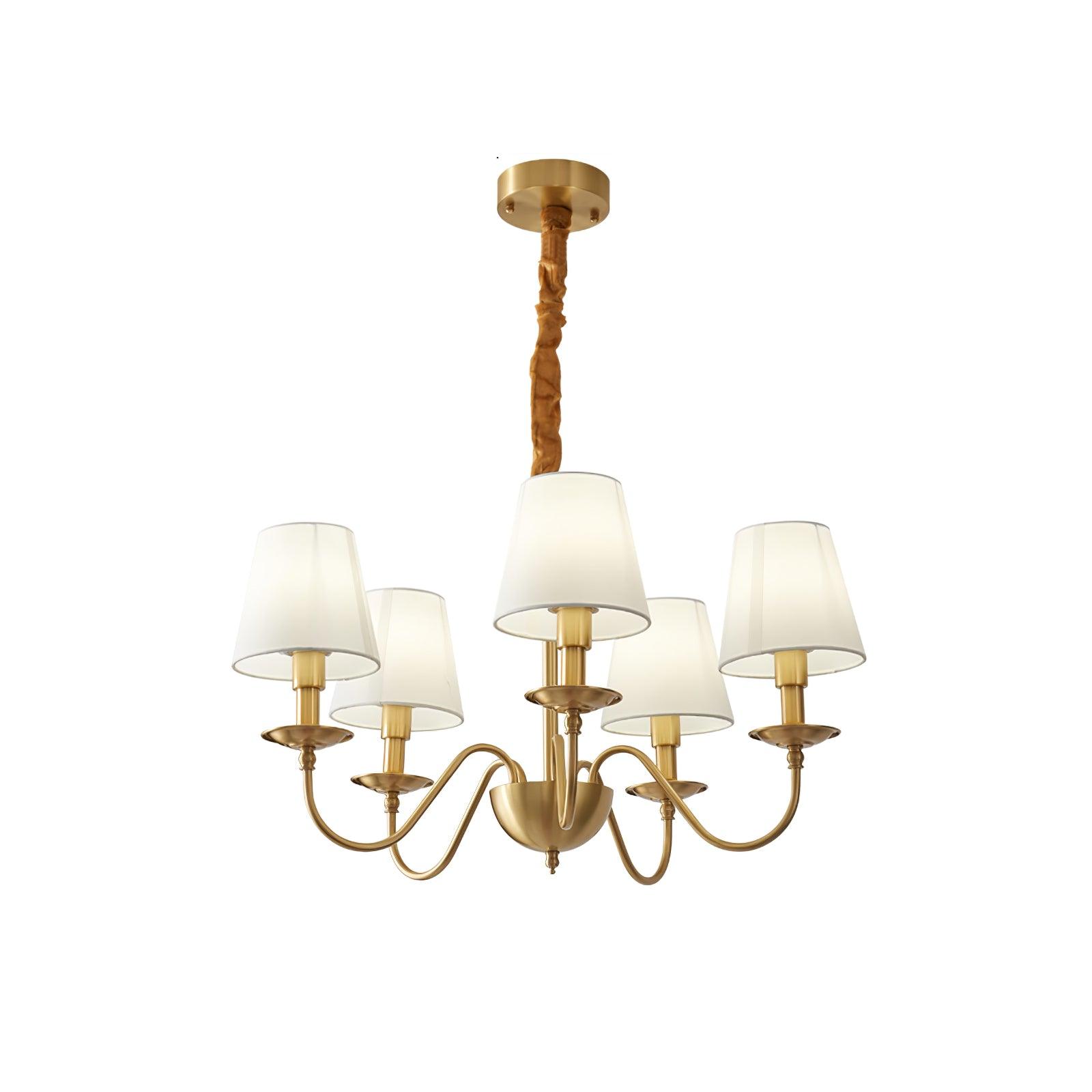 Tapered Fabric Brass Chandelier - Cueteks
