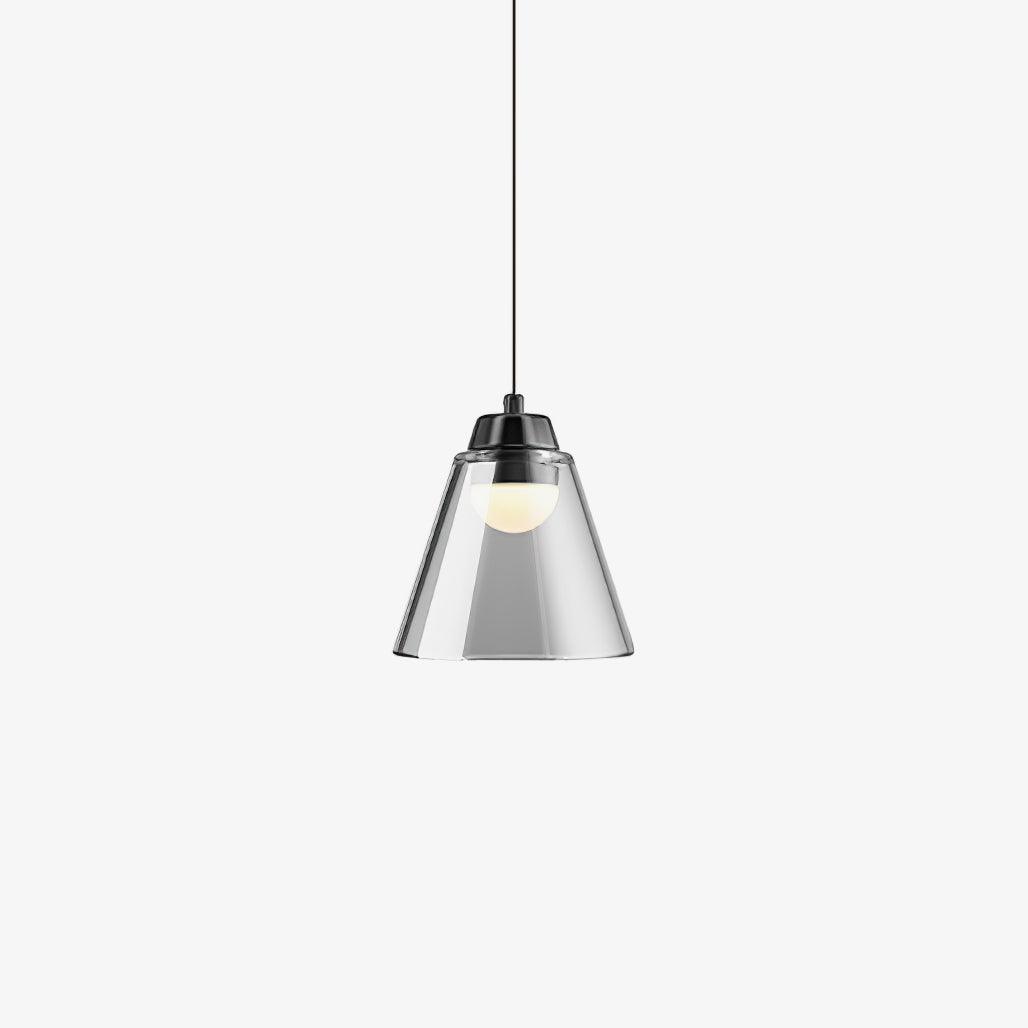 Clear cone pendant on a single dark cable