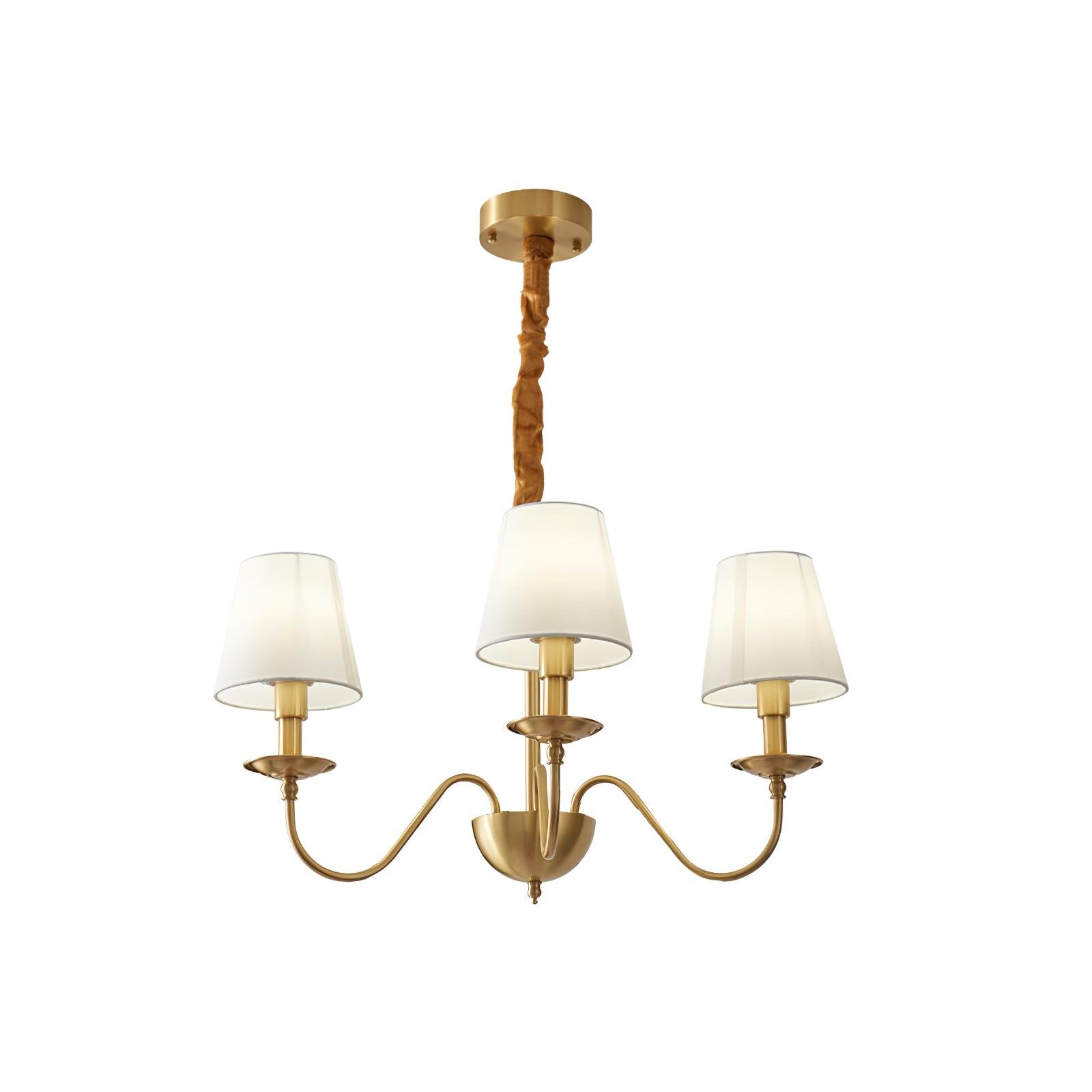 Tapered Fabric Brass Chandelier - Cueteks