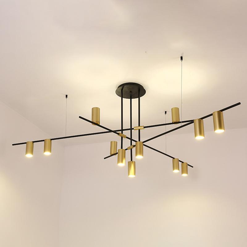 Tribes bar chandelier with cylindrical light heads