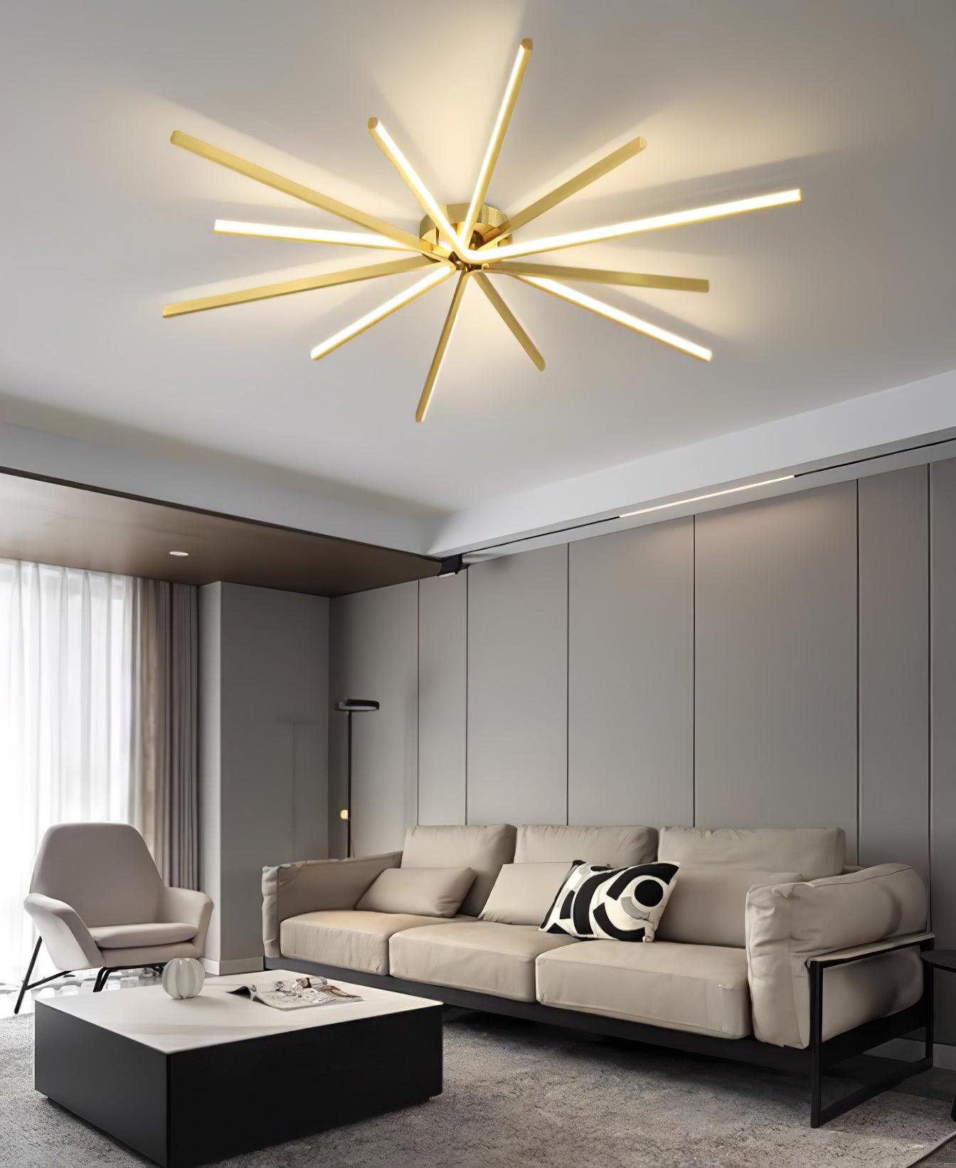 Brass Starbursts Ceiling Lamp - Cueteks