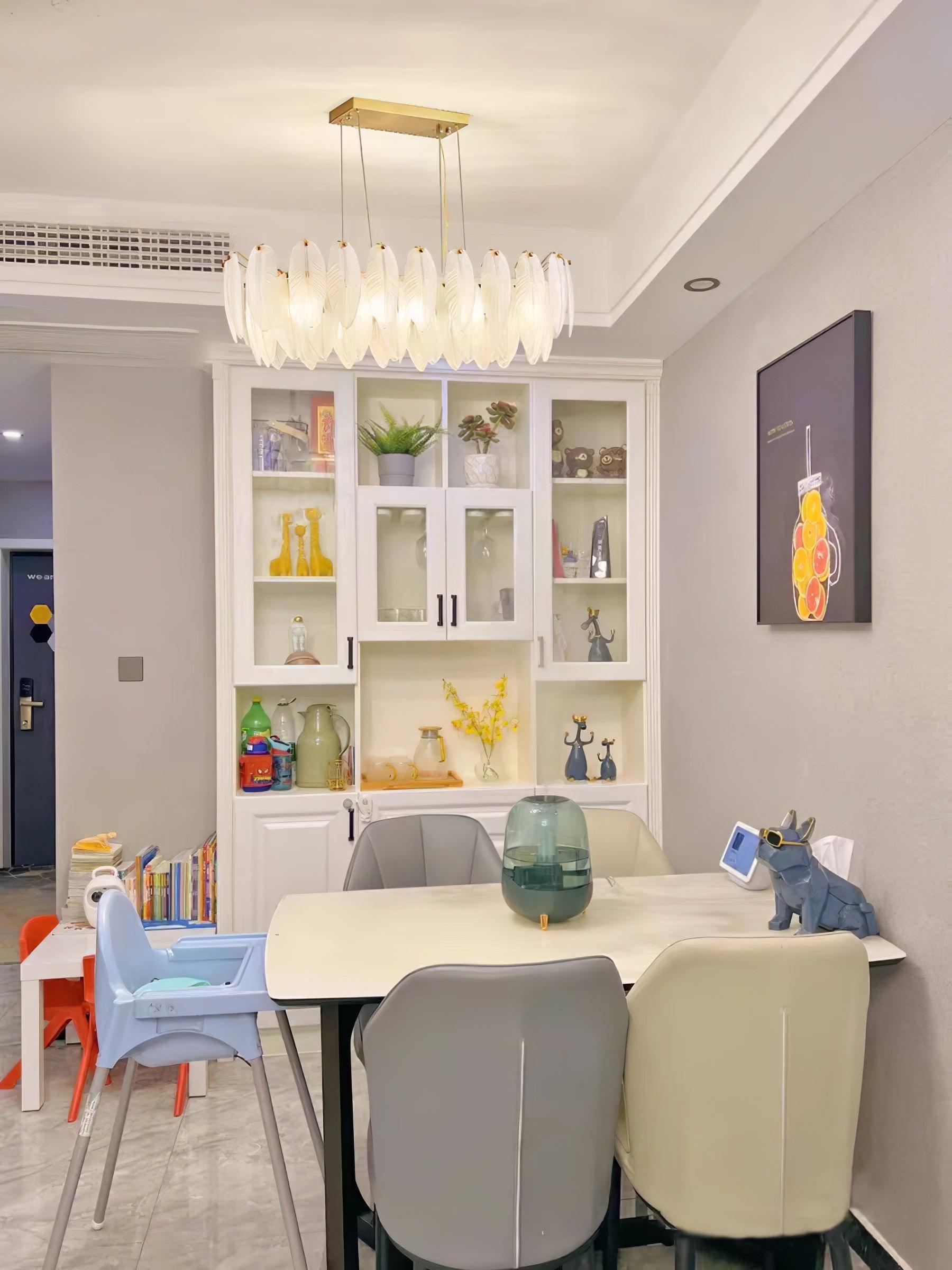 Glass Feather Chandelier - Cueteks