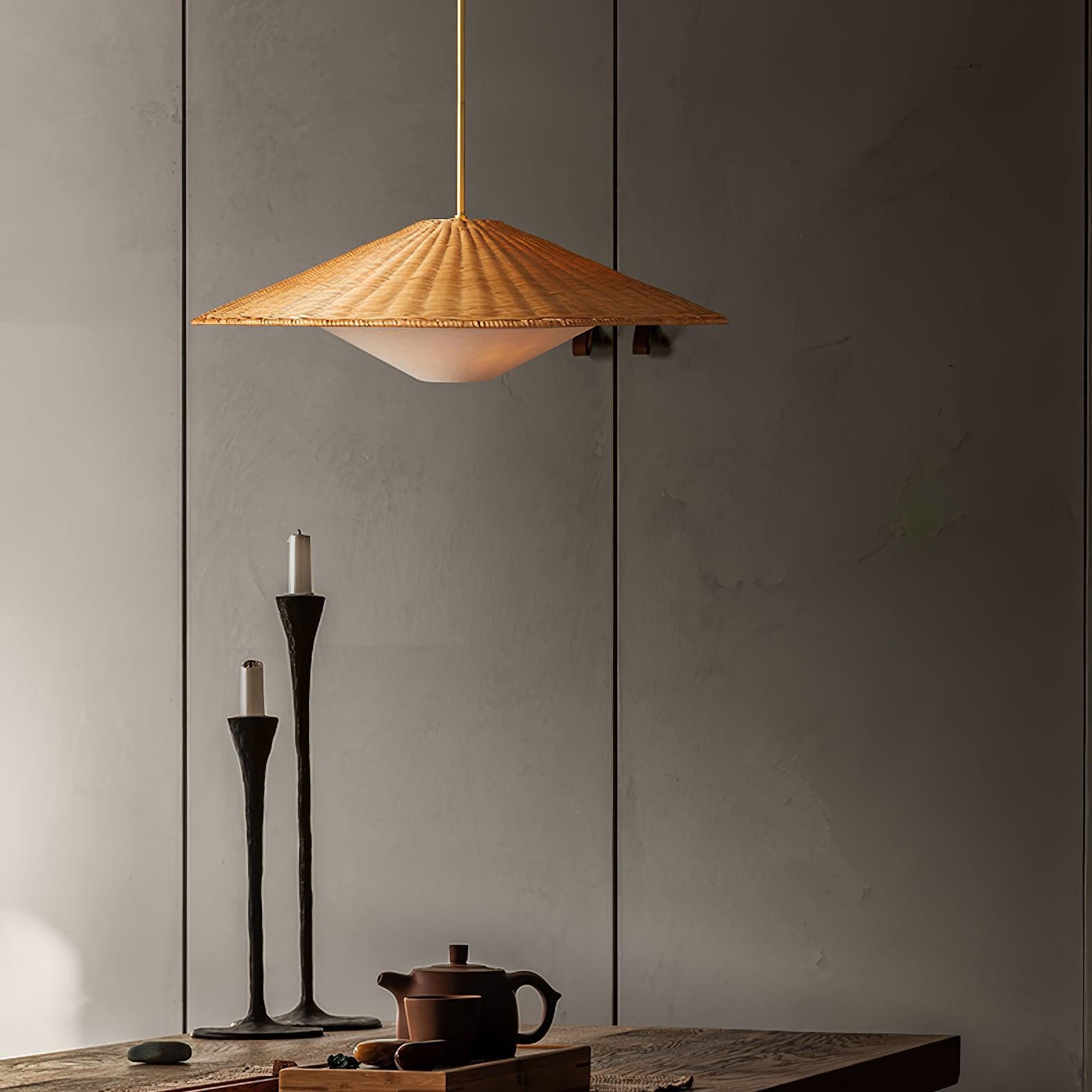 Rattan Hat Pendant Light - Cueteks