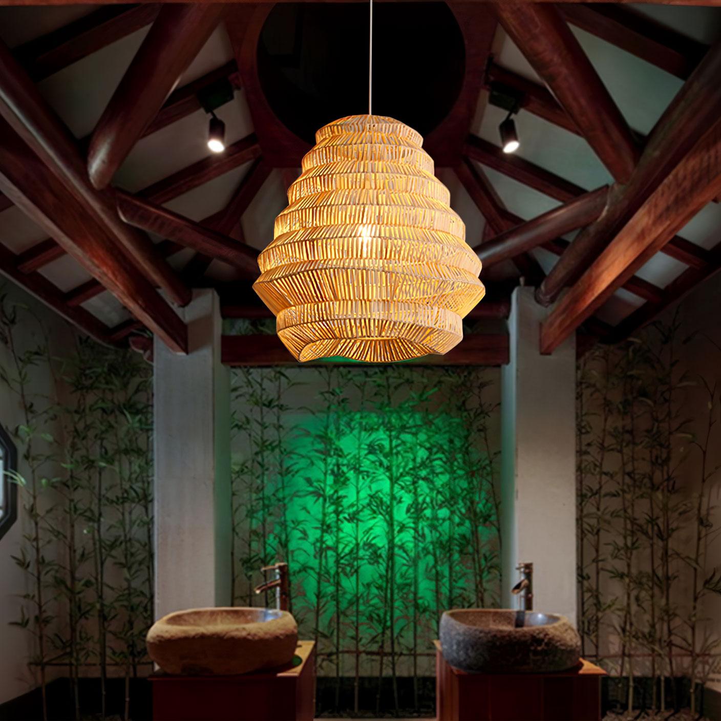 Bamboo Spiral Pendant Lamp - Cueteks