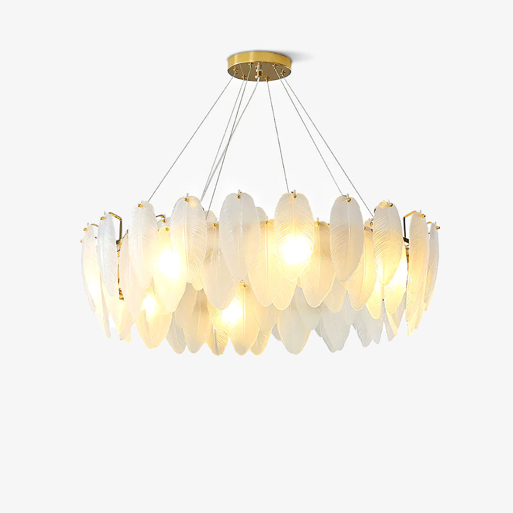 Glass Feather Chandelier - Cueteks