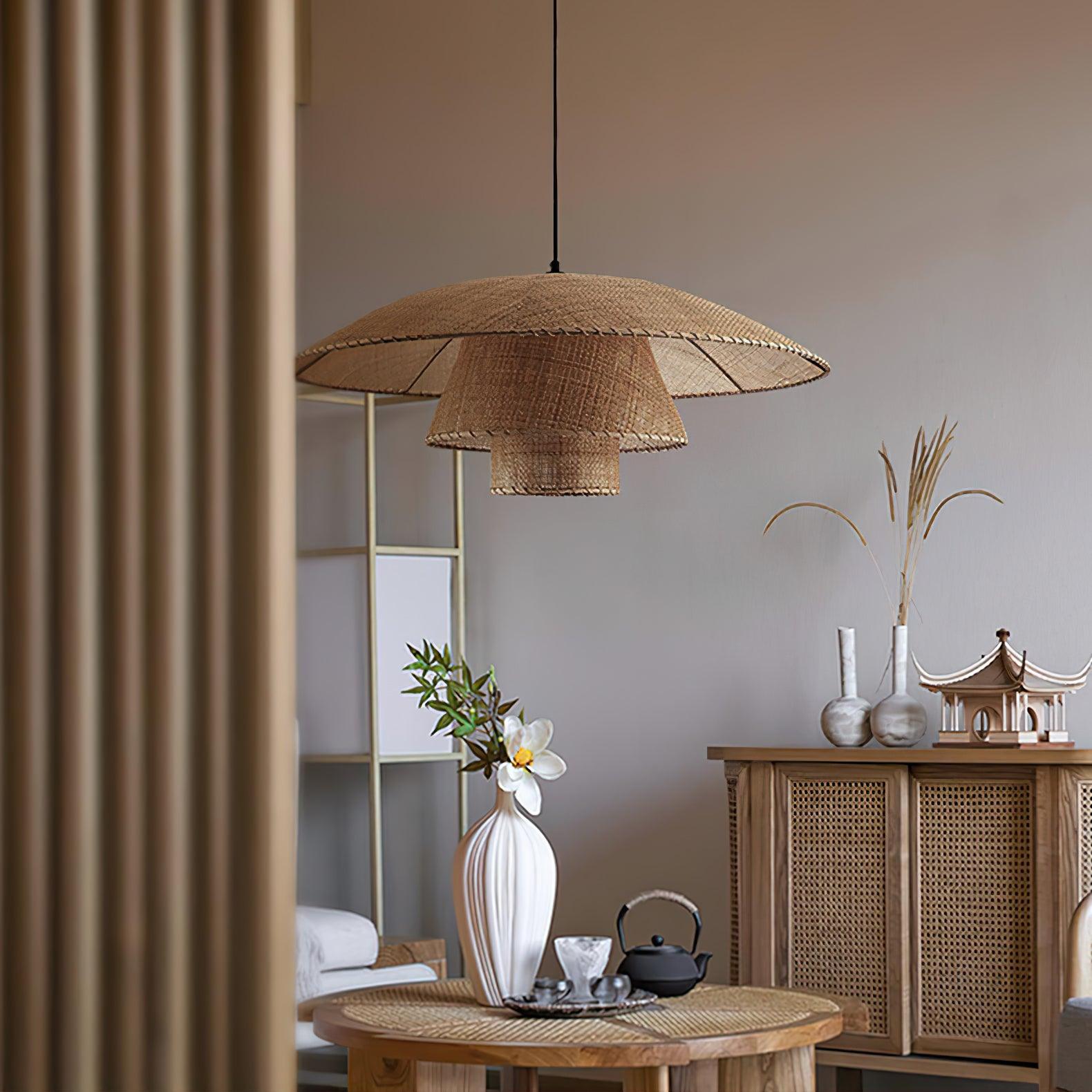 Hat Weave Rattan Pendant Lamp - Cueteks