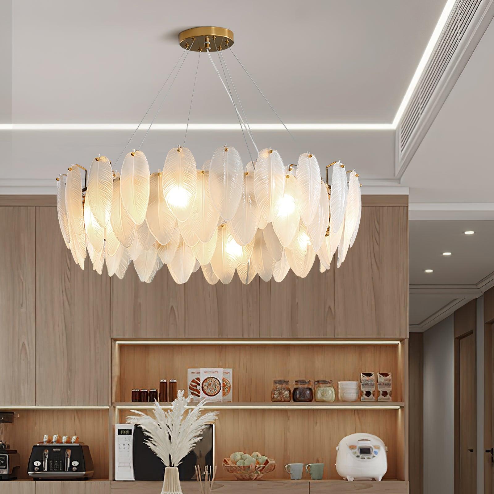 Glass Feather Chandelier - Cueteks