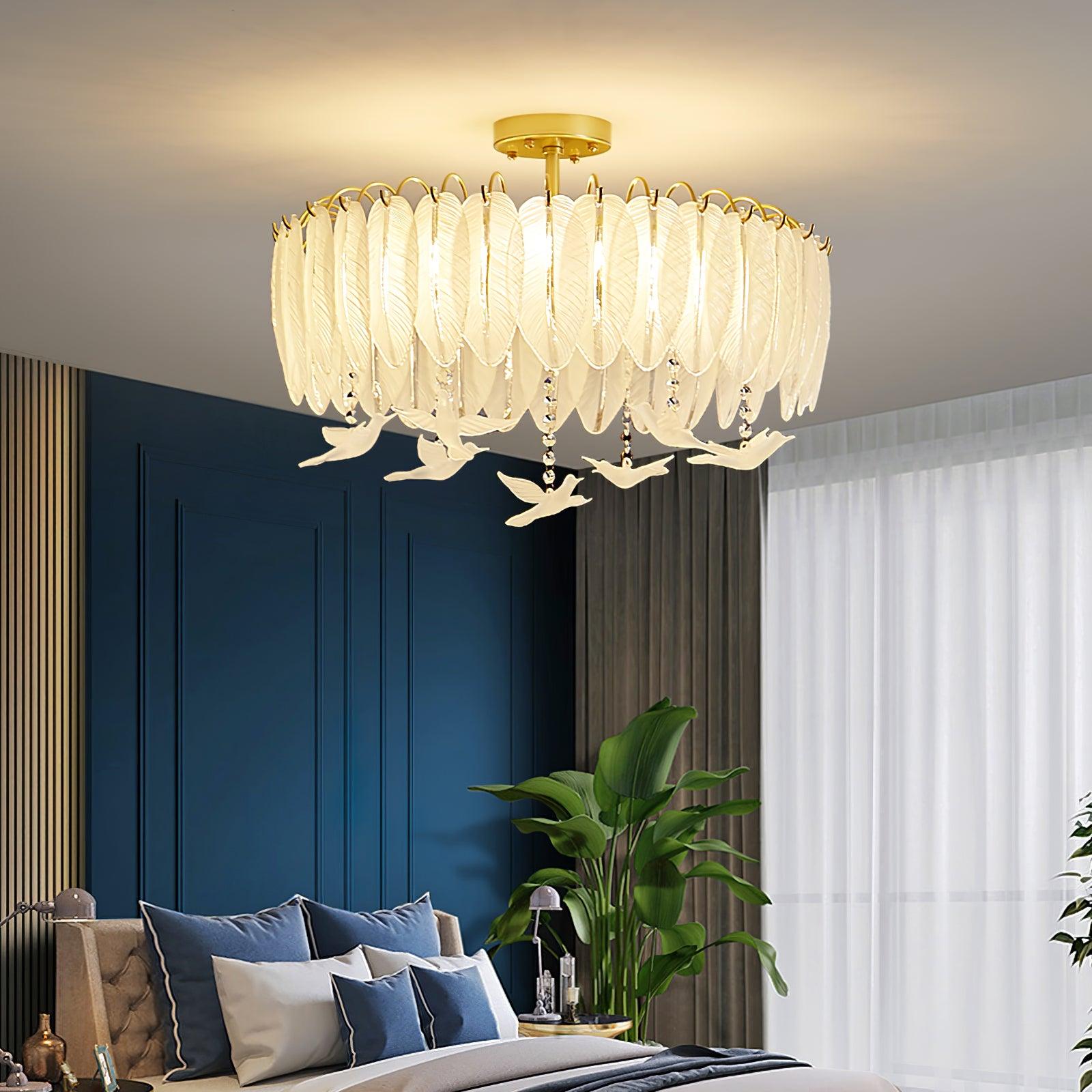 Glass Feather Ceiling Light - Cueteks