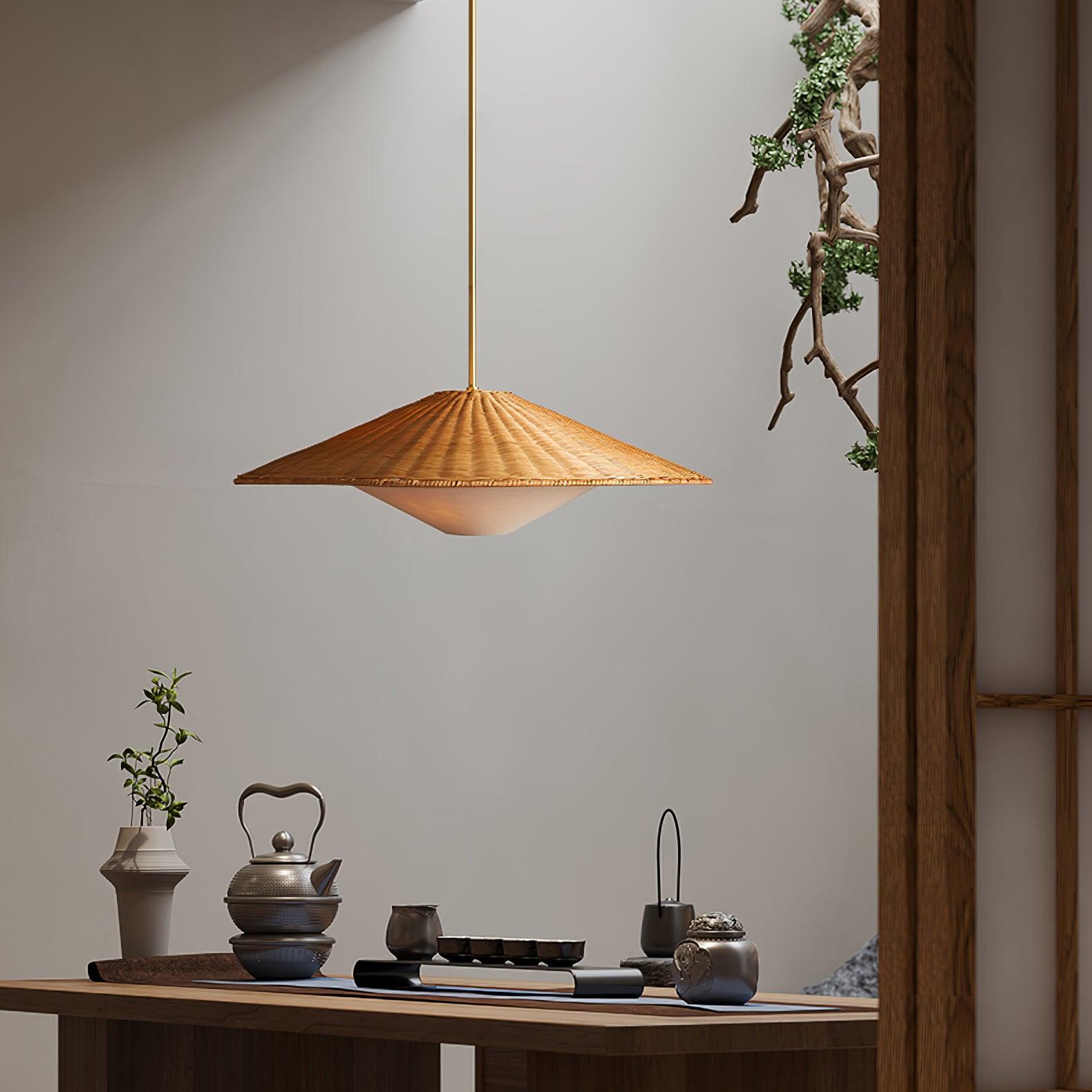 Rattan Hat Pendant Light - Cueteks
