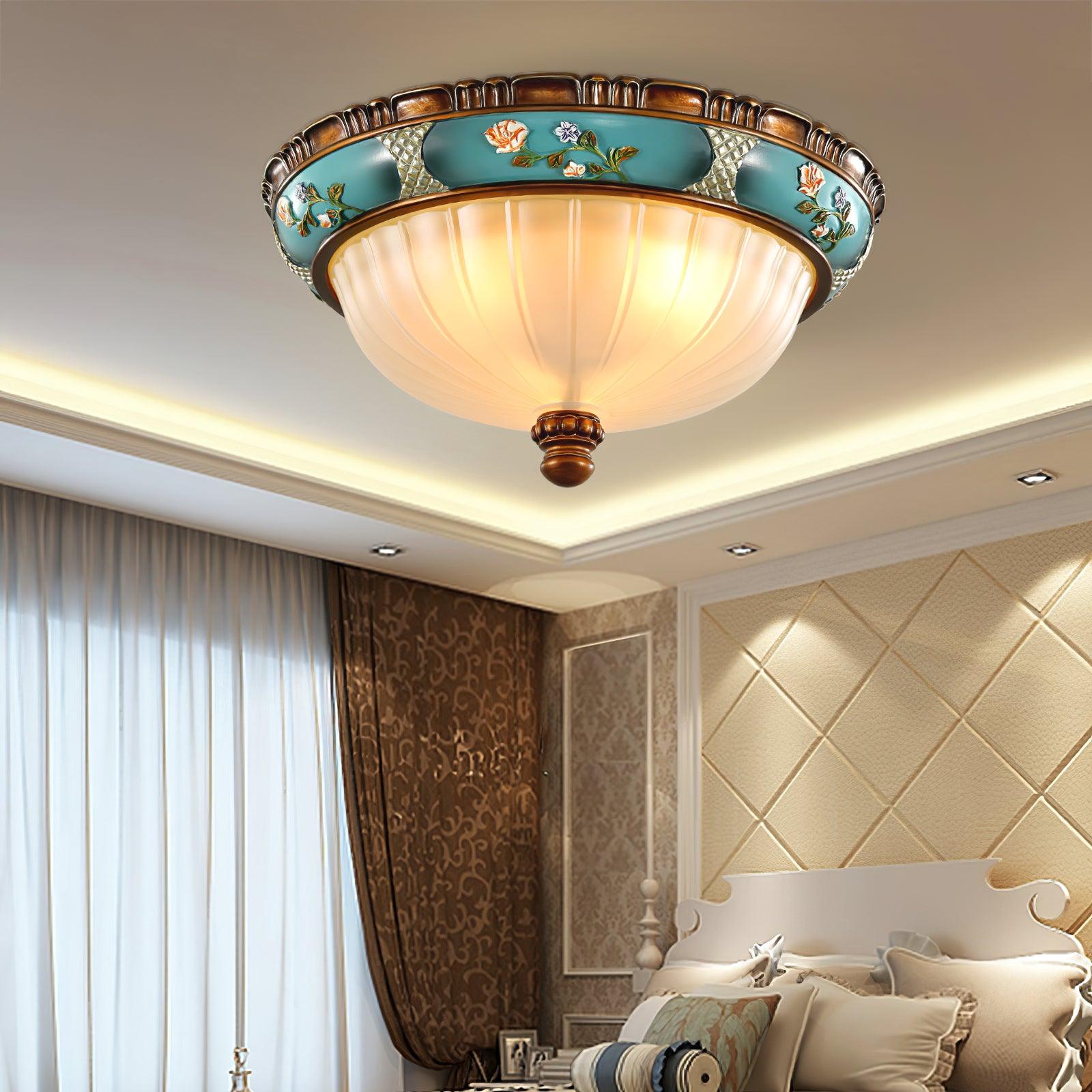Retro Floral Resin Recessed Ceiling Light - Cueteks