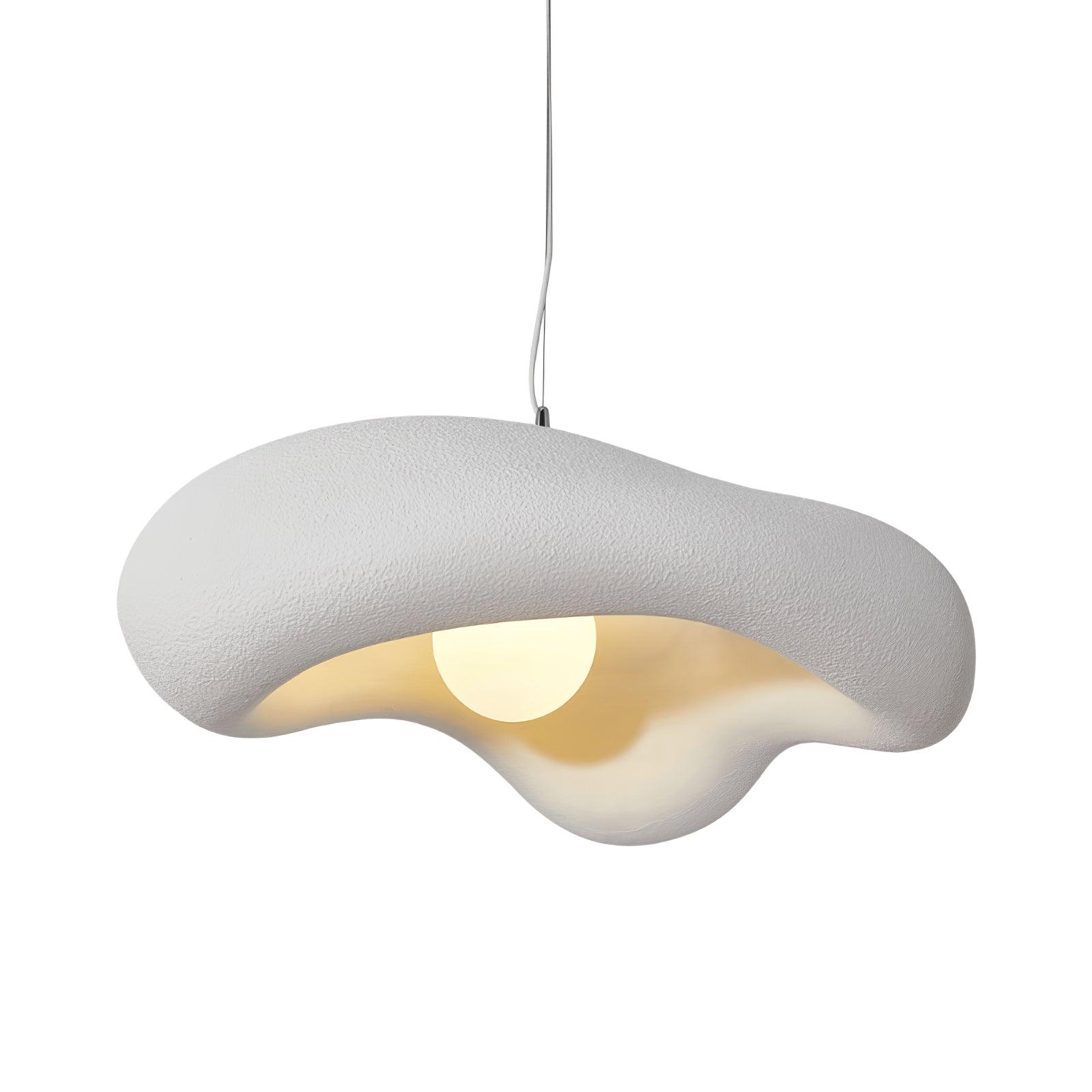 White asymmetric shade with round lower light cover