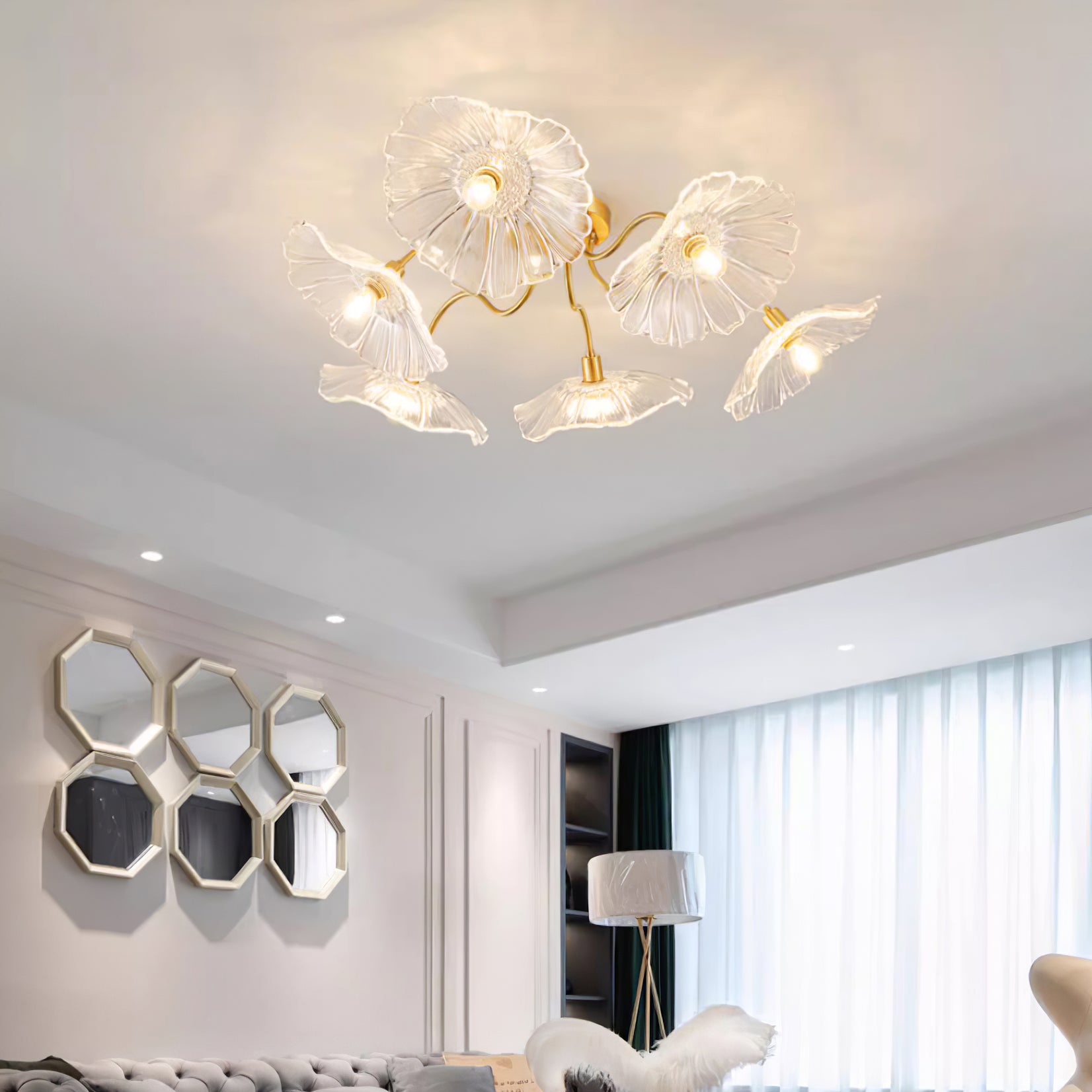 Lotus Leaf Glass Ceiling Lamp - Cueteks