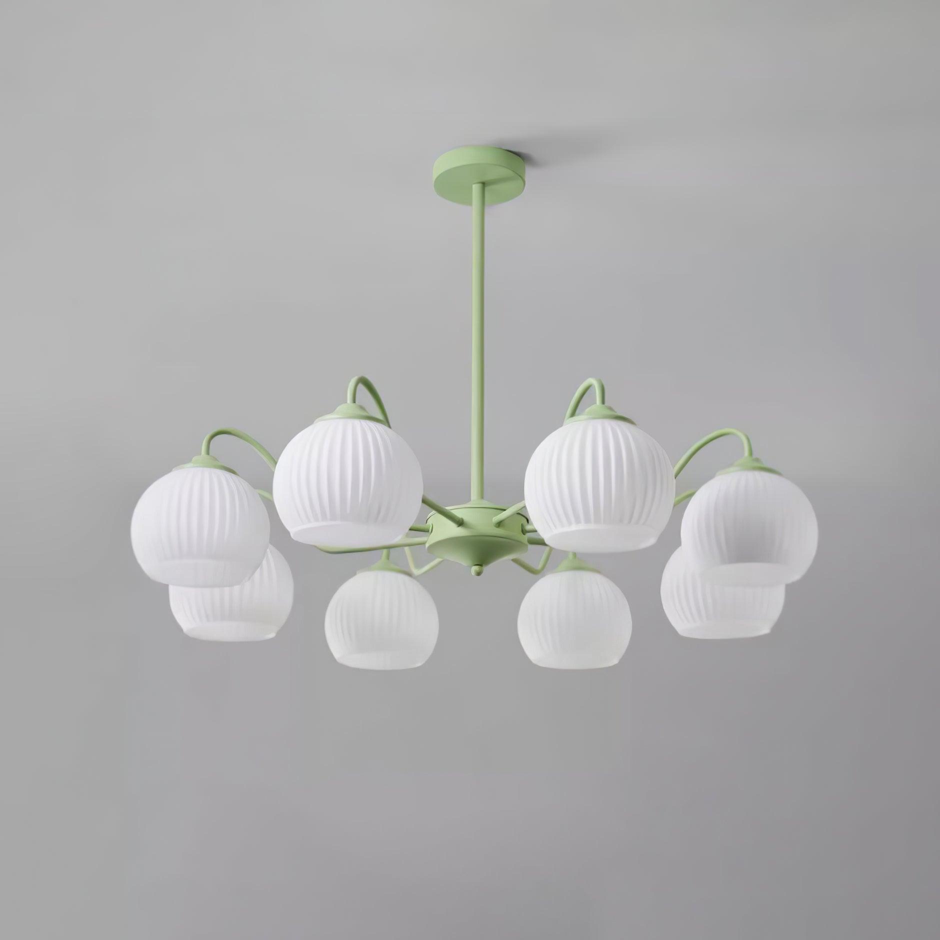 Ribbed Glass Matcha Chandelier - Cueteks
