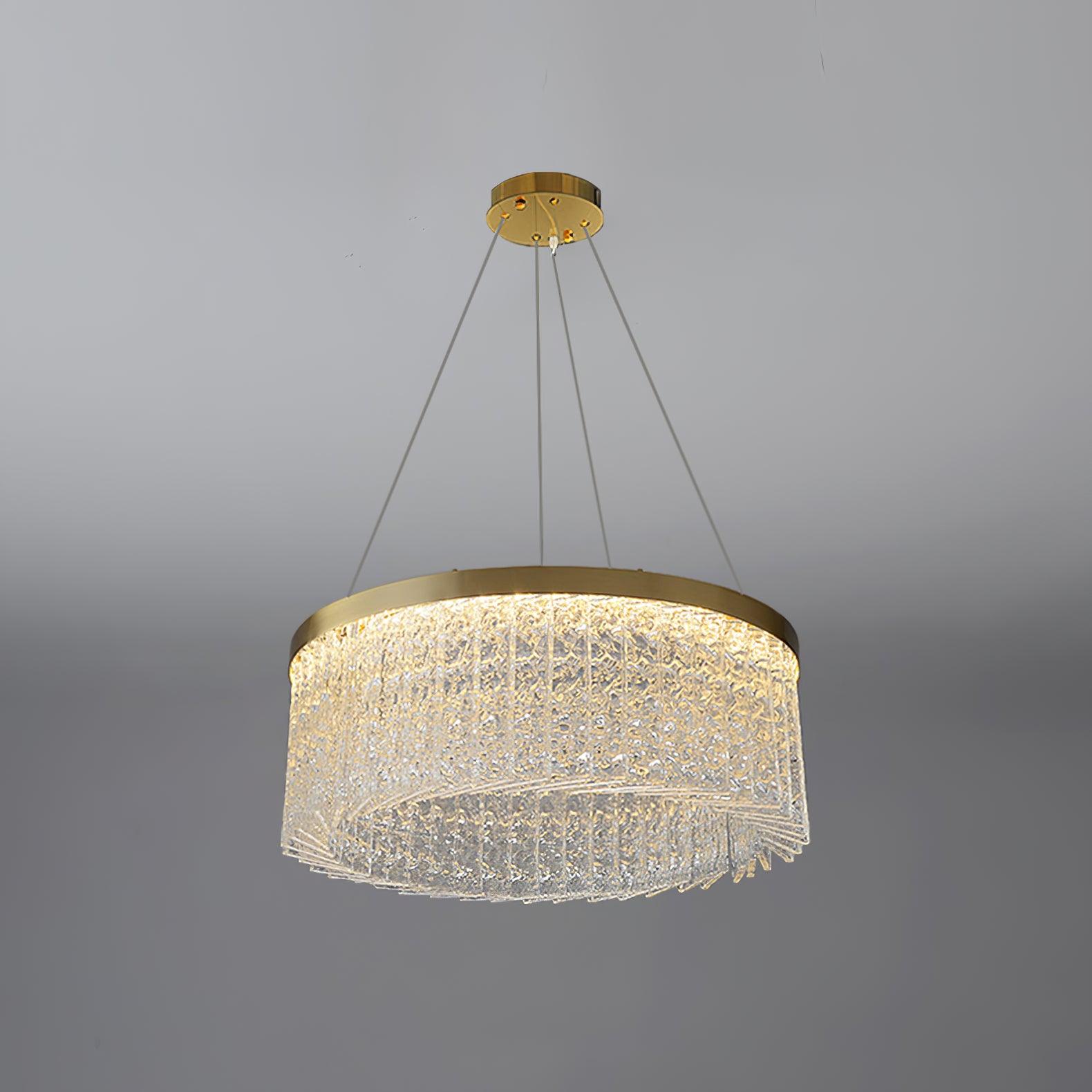 Round Halo Copper+Clear ring shown for 50 and 60 cm Warm and Cool Light choices, illuminated against grey