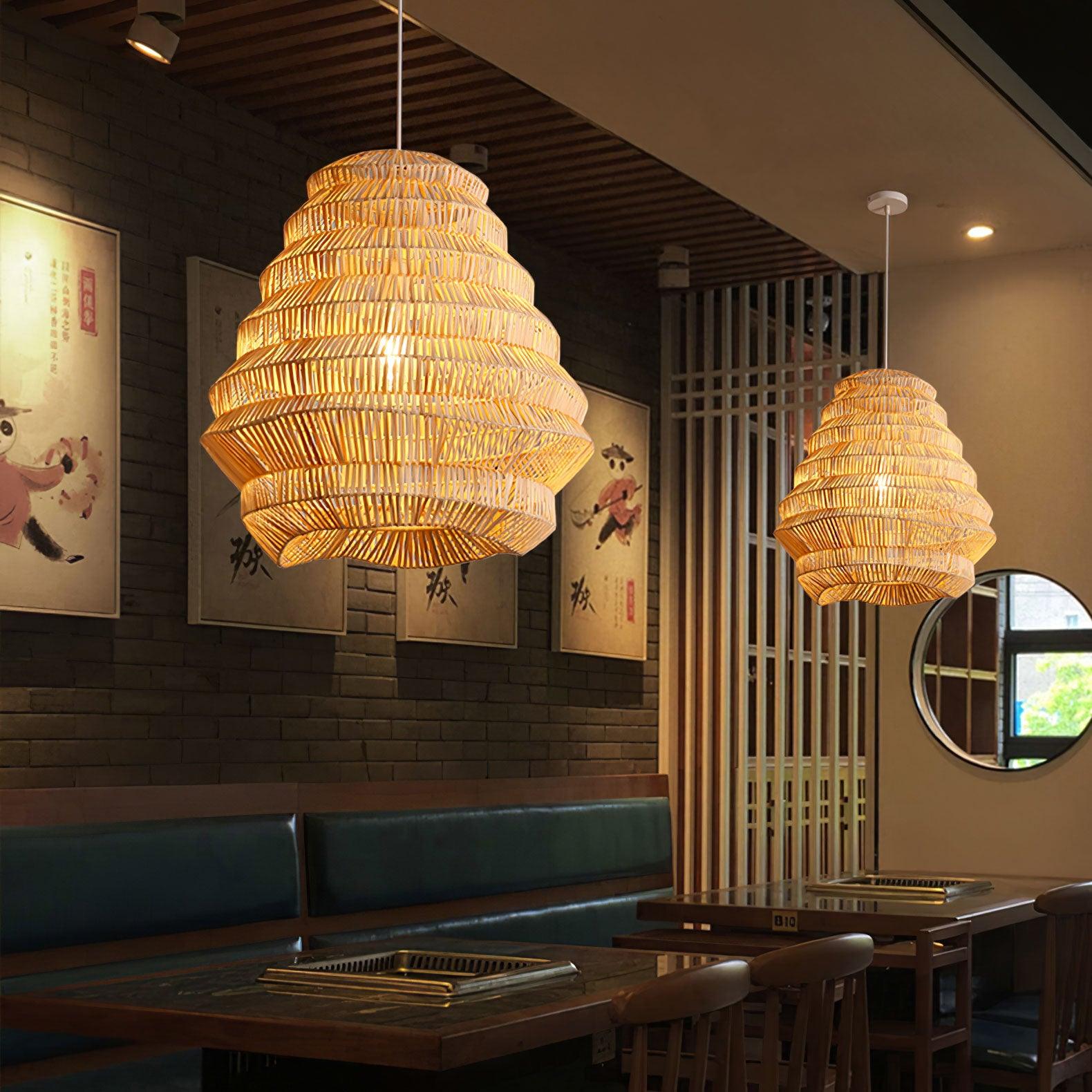 Bamboo Spiral Pendant Lamp - Cueteks