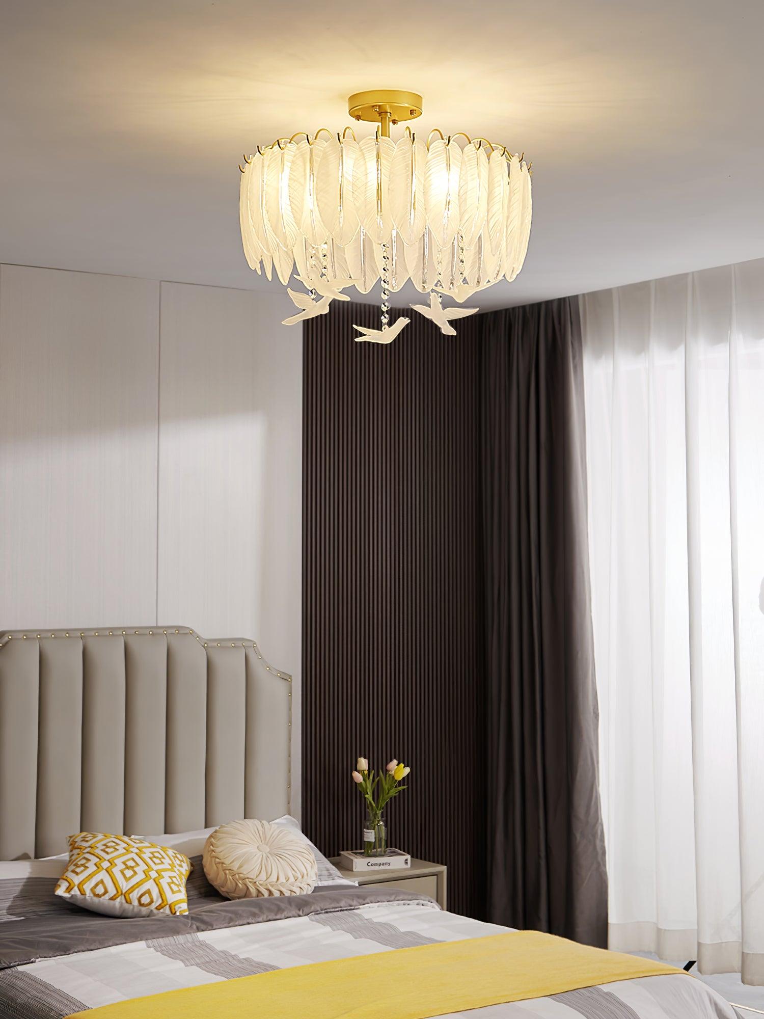 Glass Feather Ceiling Light - Cueteks