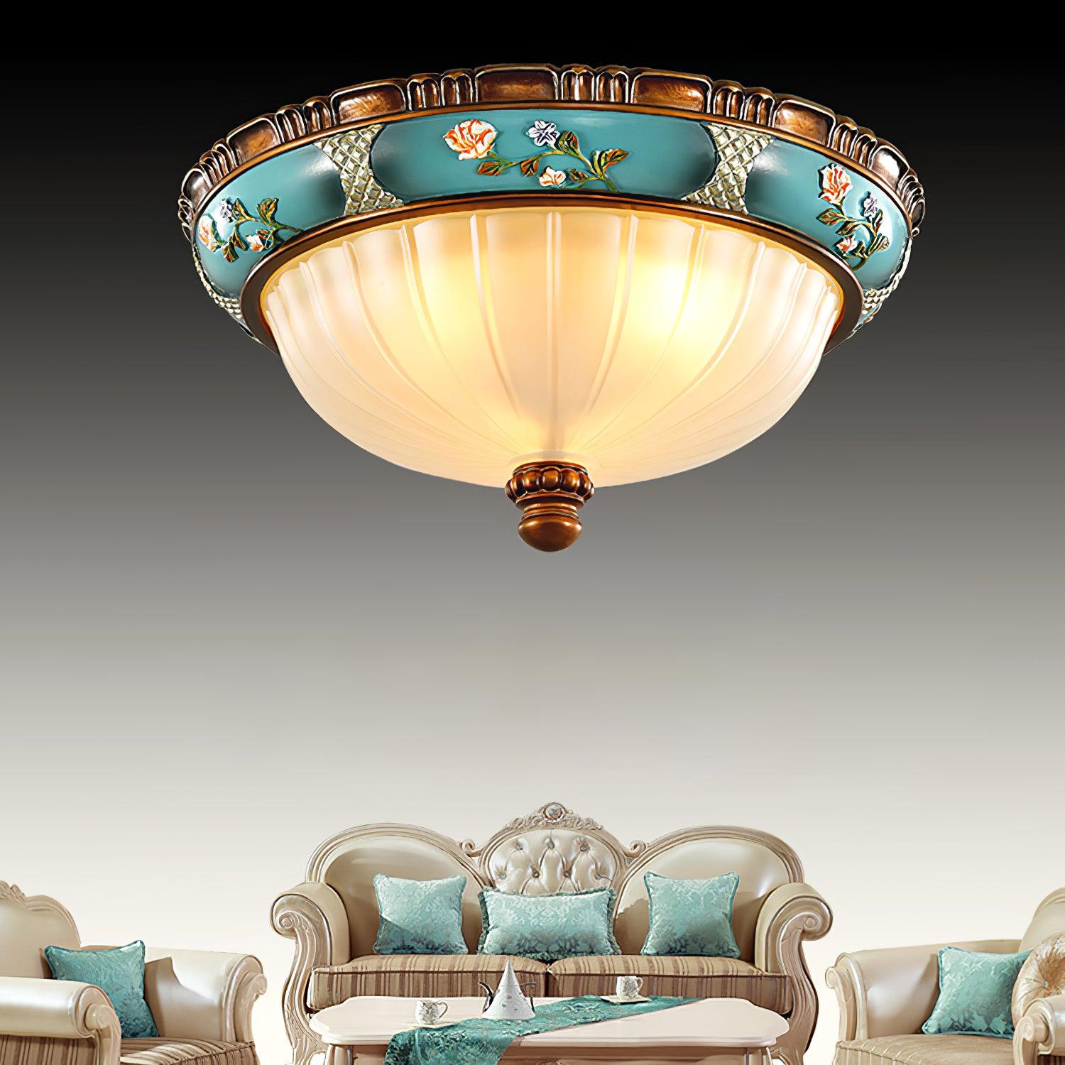 Retro Floral Resin Recessed Ceiling Light - Cueteks