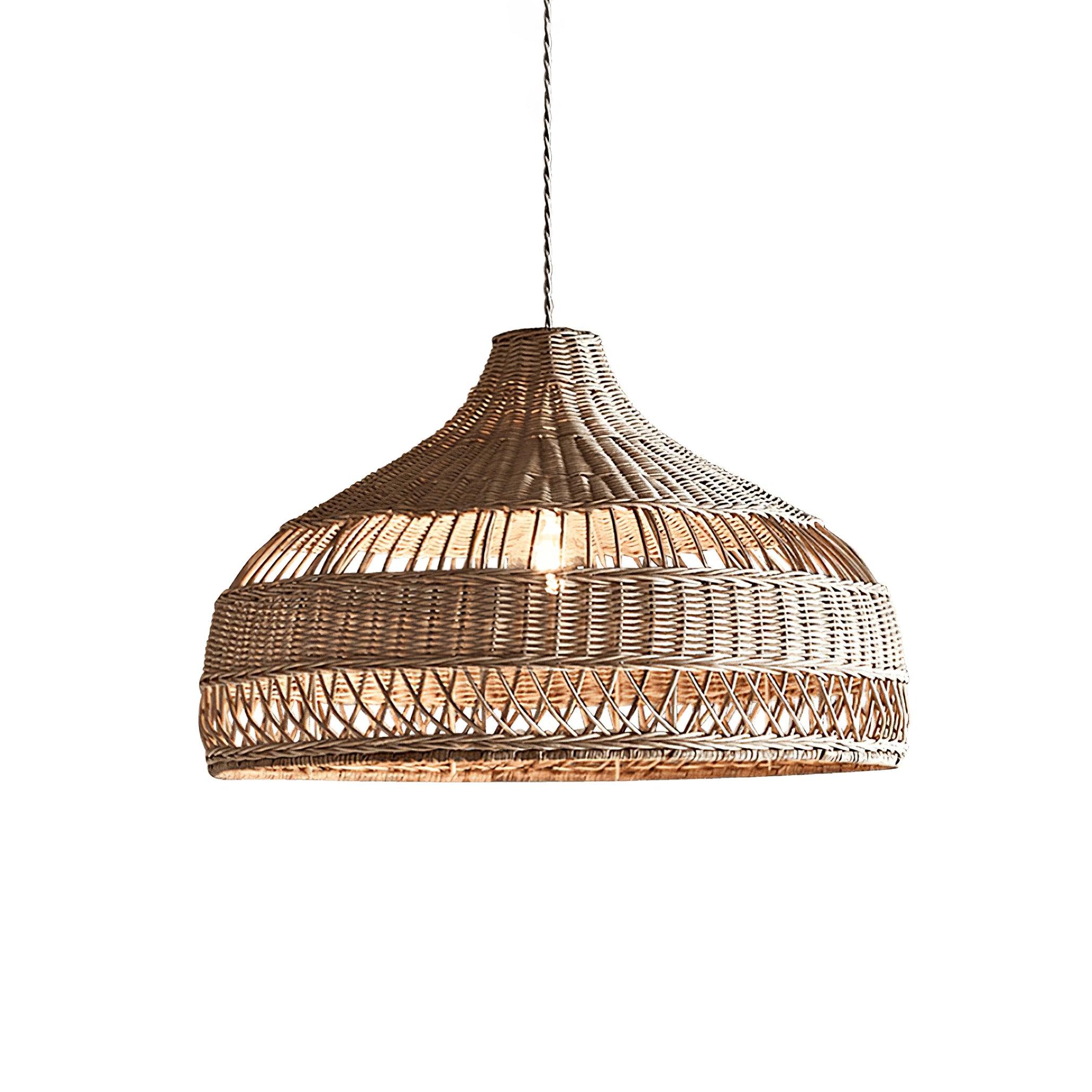Artisanal Rattan Dome Pendant Lamp - Cueteks